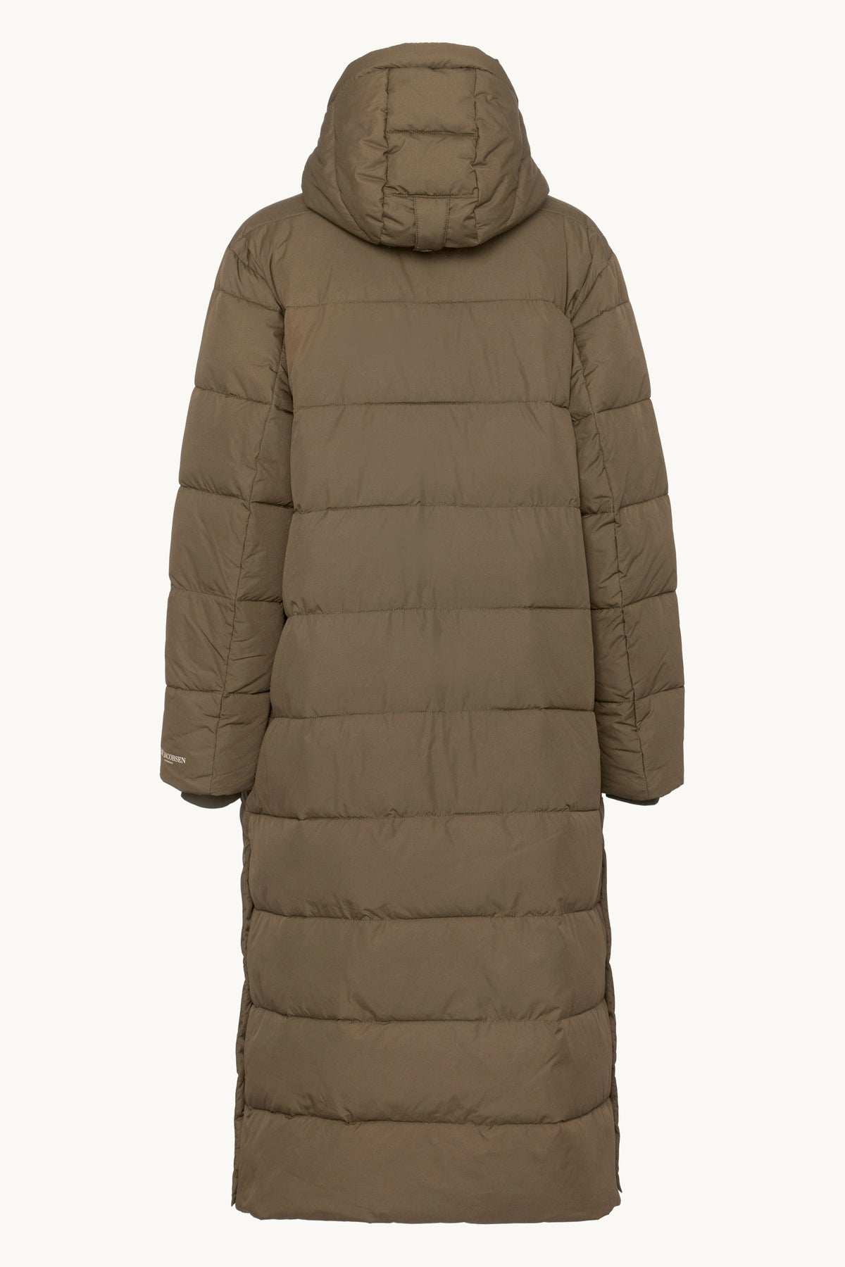 Long Warm Padded Coat with Hood - Mud