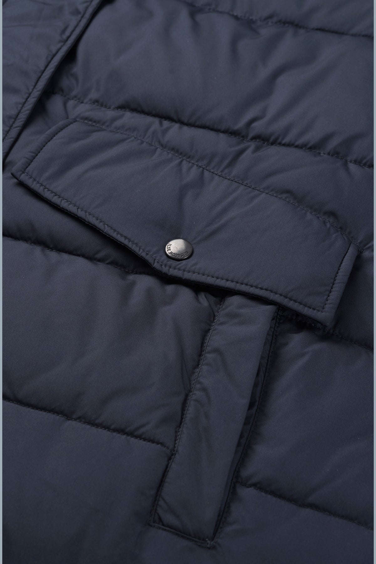 Long Warm Padded Coat with Hood - Dark Indigo