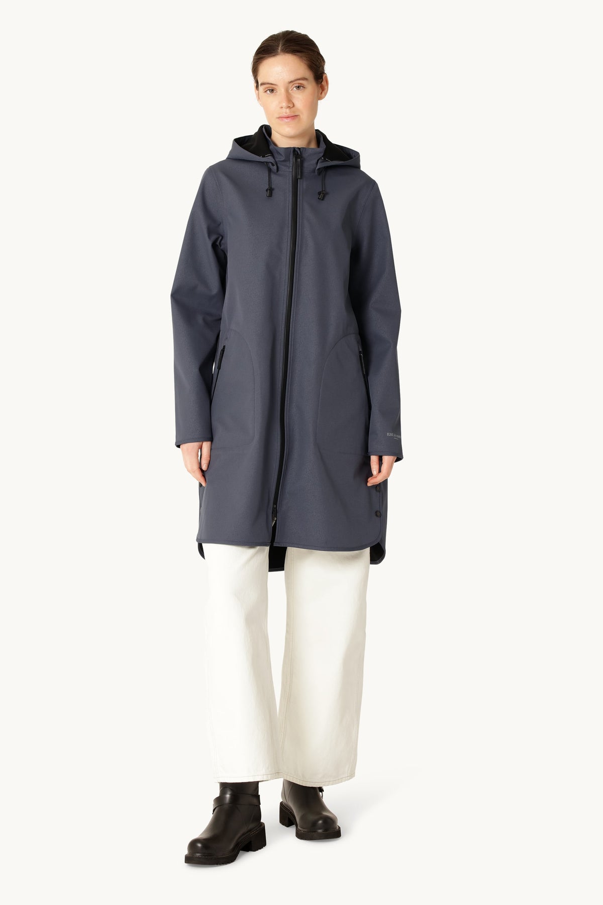A-lined Softshell Raincoat with Hood - Ombre Blue
