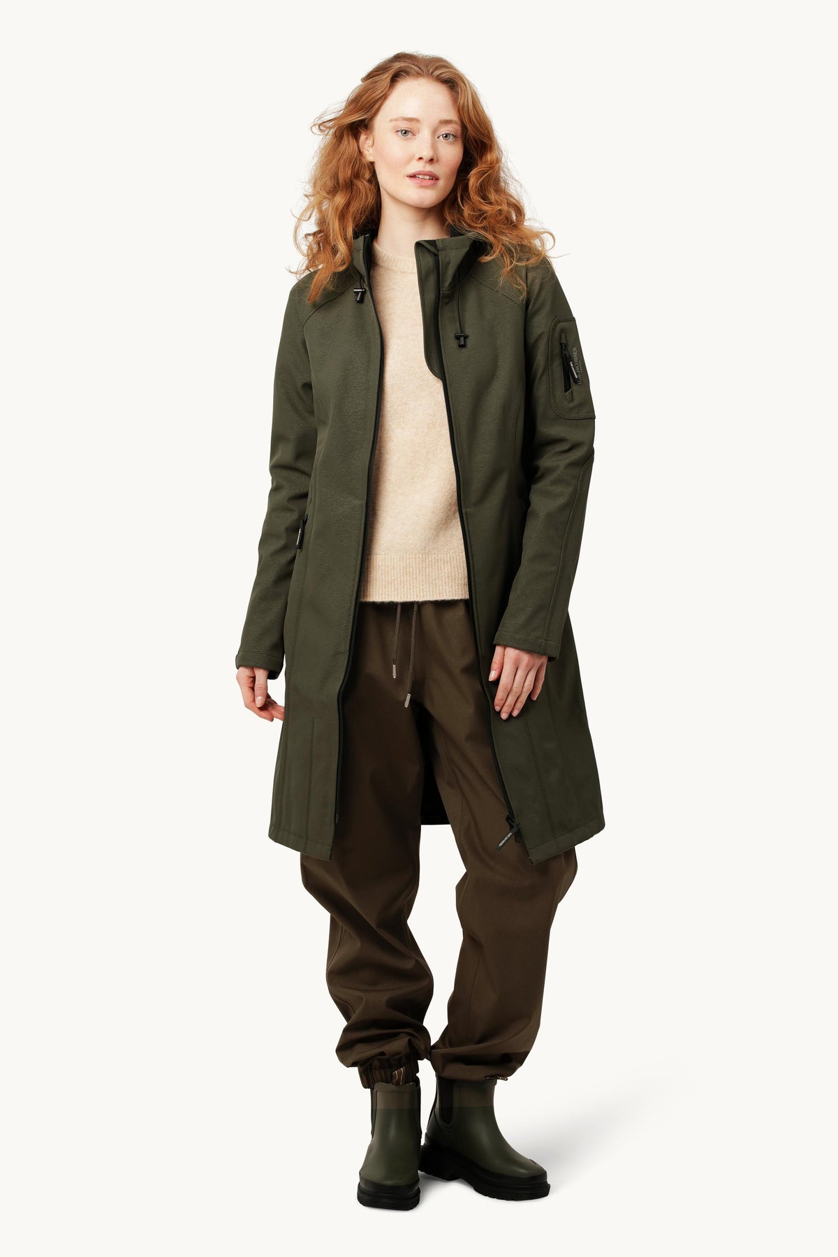 Long Softshell Raincoat - Army