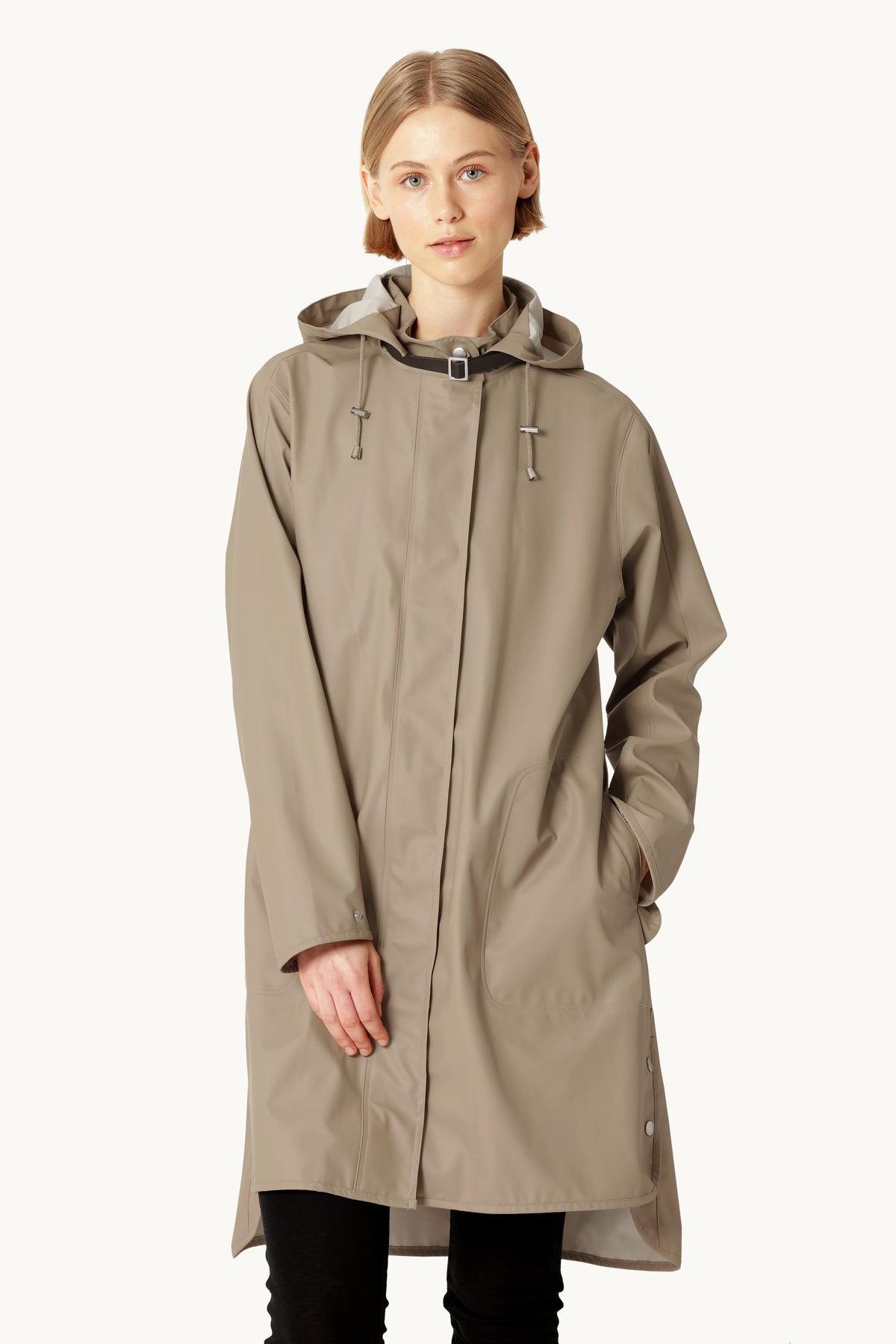 A-lined Raincoat with Detachable Hood - Wheat