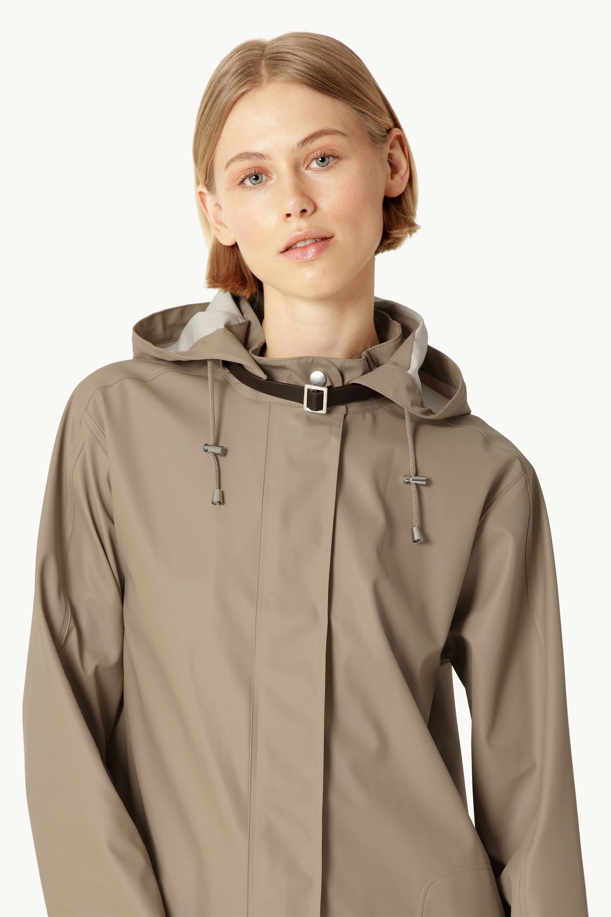A-lined Raincoat with Detachable Hood - Wheat