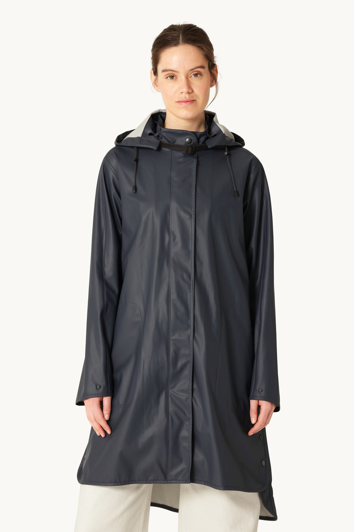 A-lined Raincoat with Detachable Hood - Ombre Blue