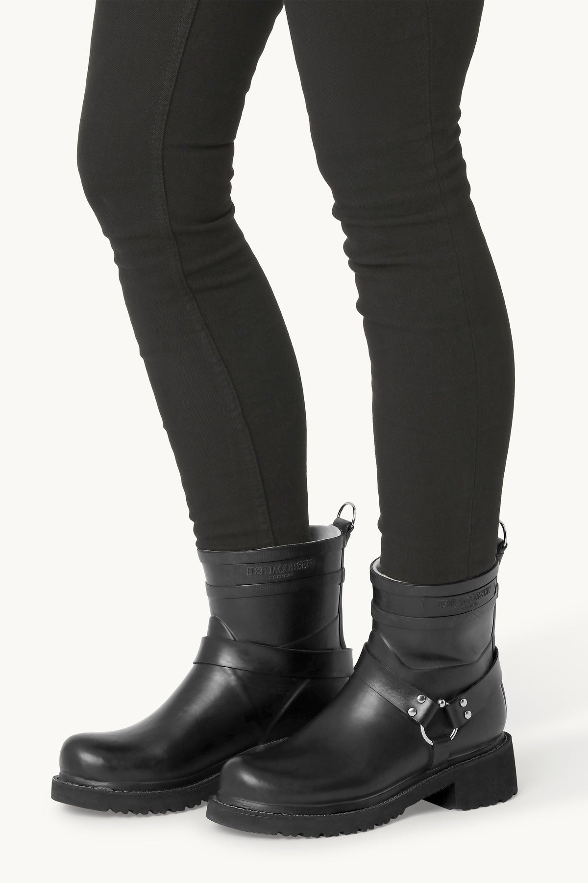 Short Biker Rubber Boots - Black Black