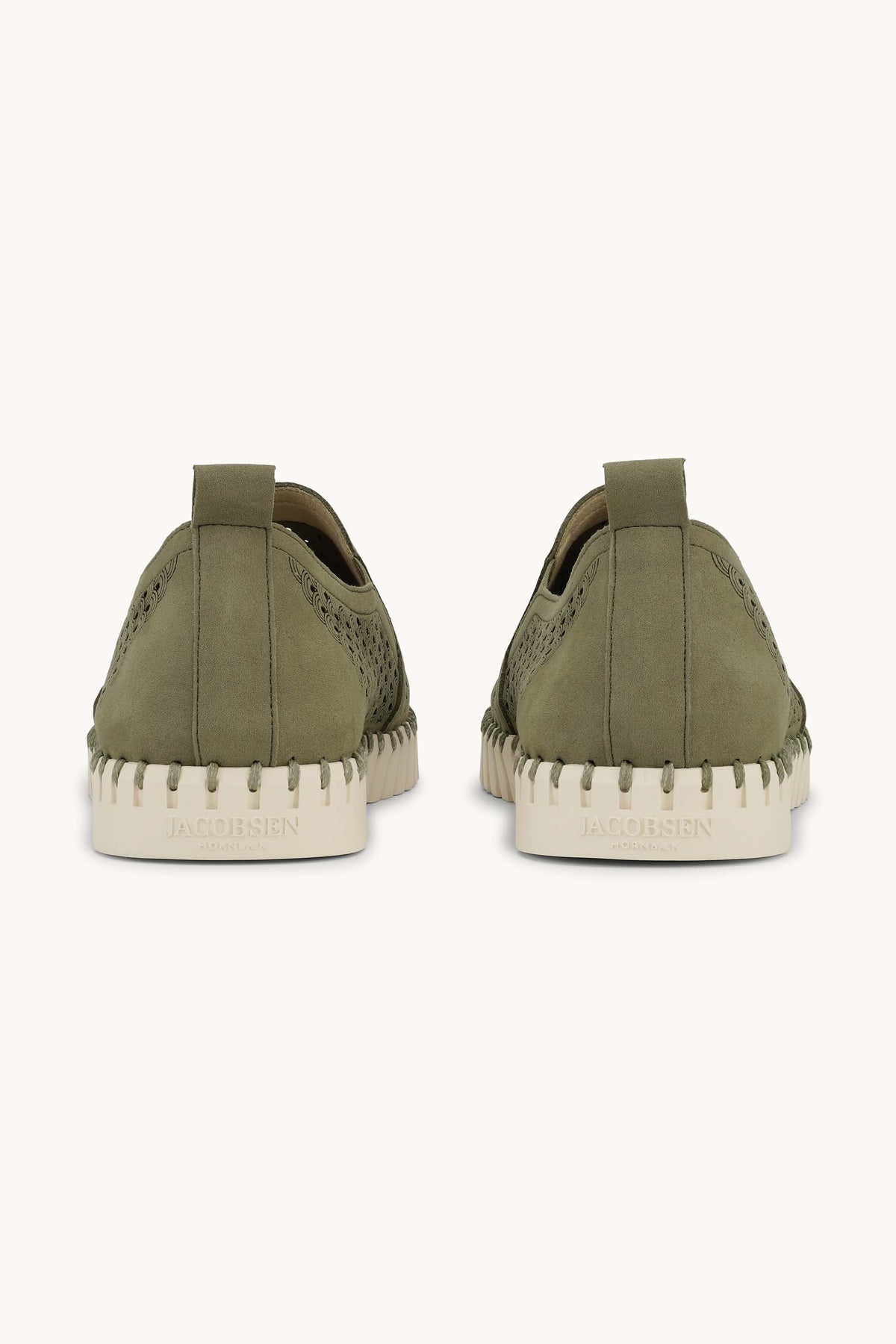 Men's Laser-cut Slip-on Shoes with Elastic Panels on Flat Sole - Army