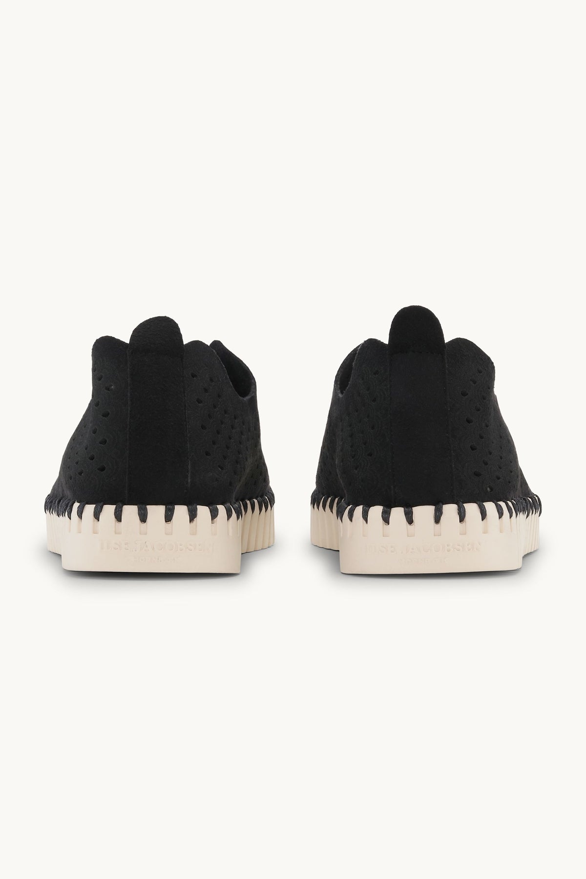 Laser-cut Slip-on Shoes on Flat Sole - Black