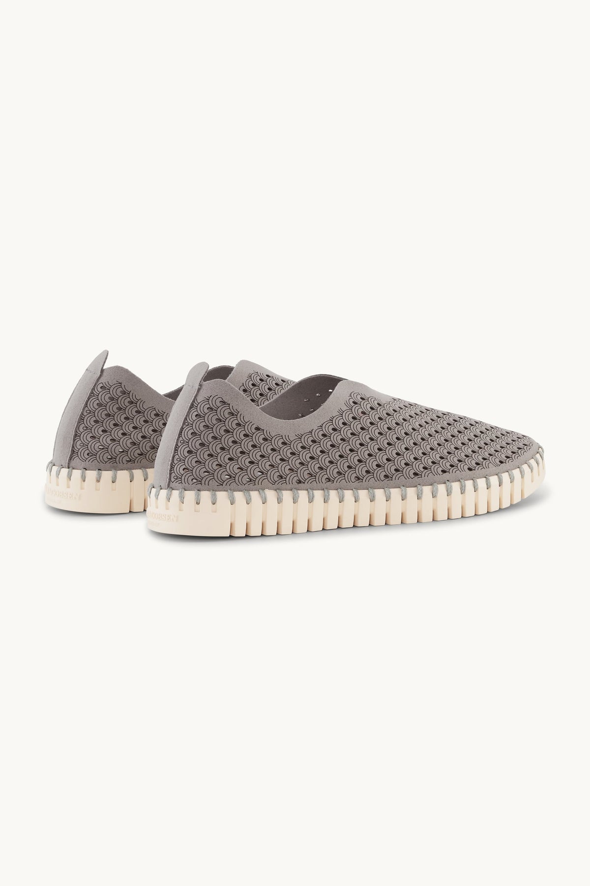 Laser-cut Slip-on Shoes on Flat Sole - Grey
