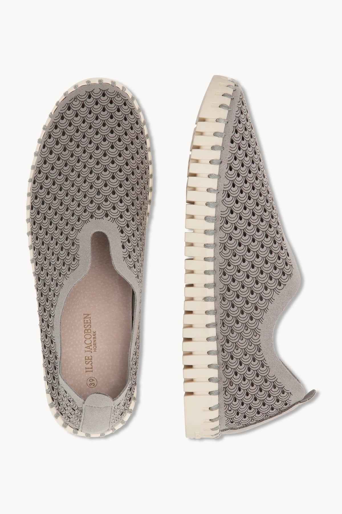 Laser-cut Slip-on Shoes on Flat Sole - Grey