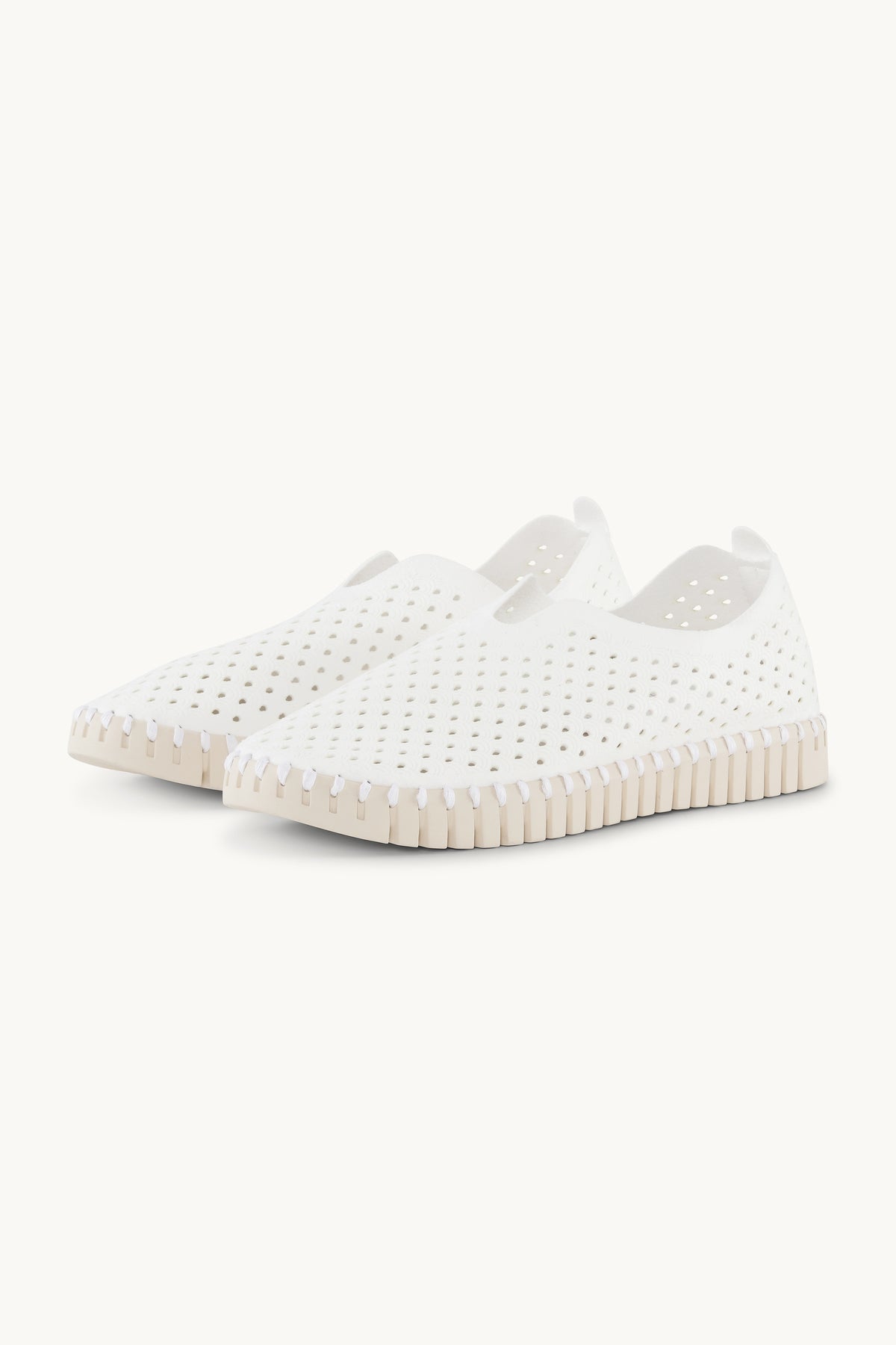 Laser-cut Slip-on Shoes on Flat Sole - White
