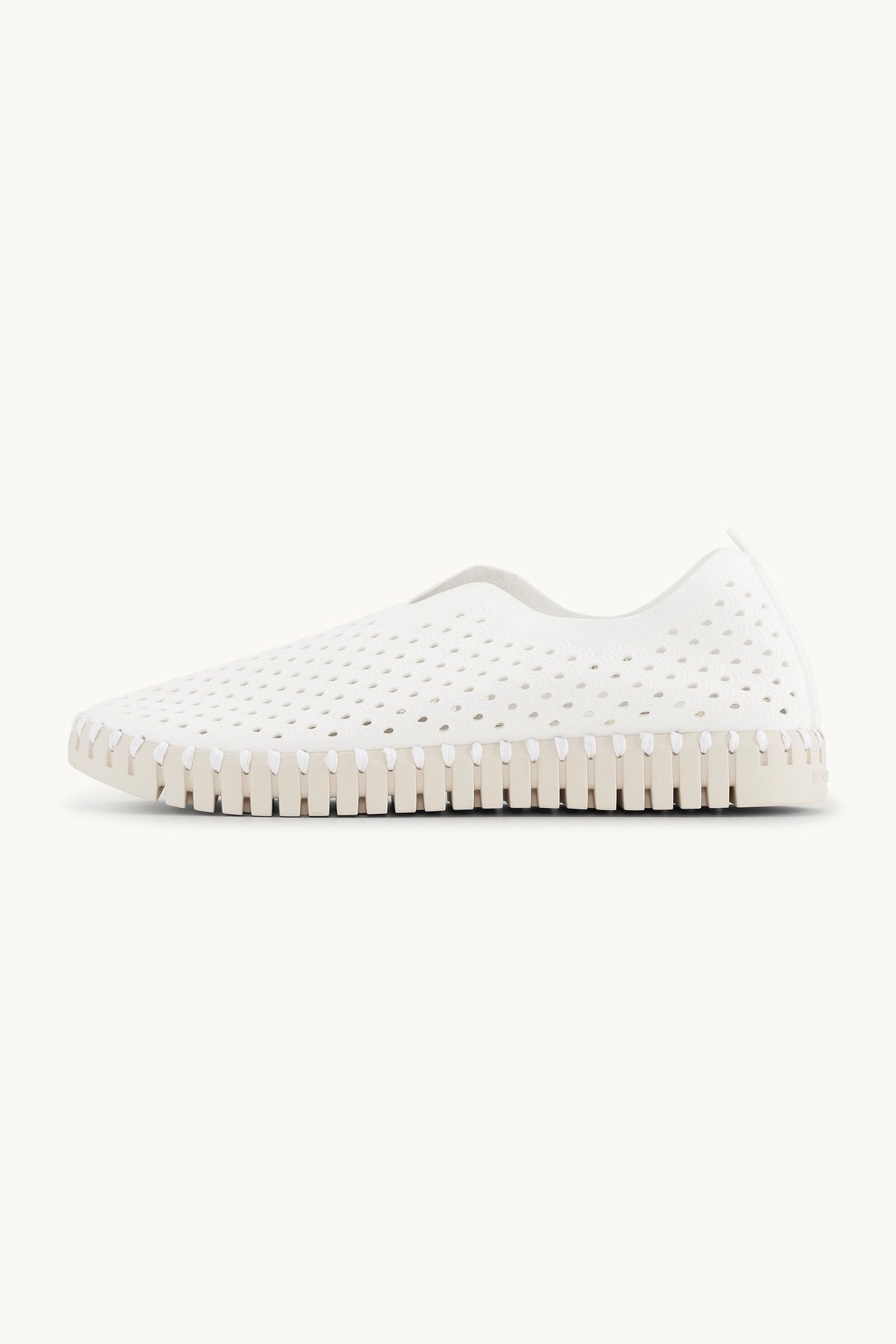 Laser-cut Slip-on Shoes on Flat Sole - White