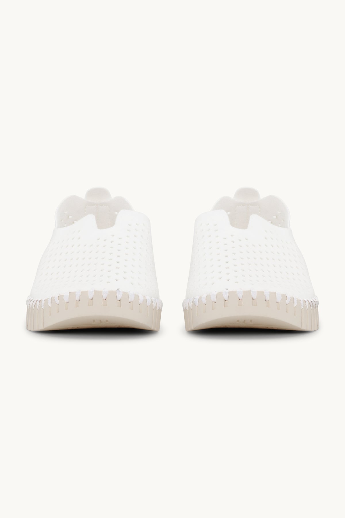 Laser-cut Slip-on Shoes on Flat Sole - White