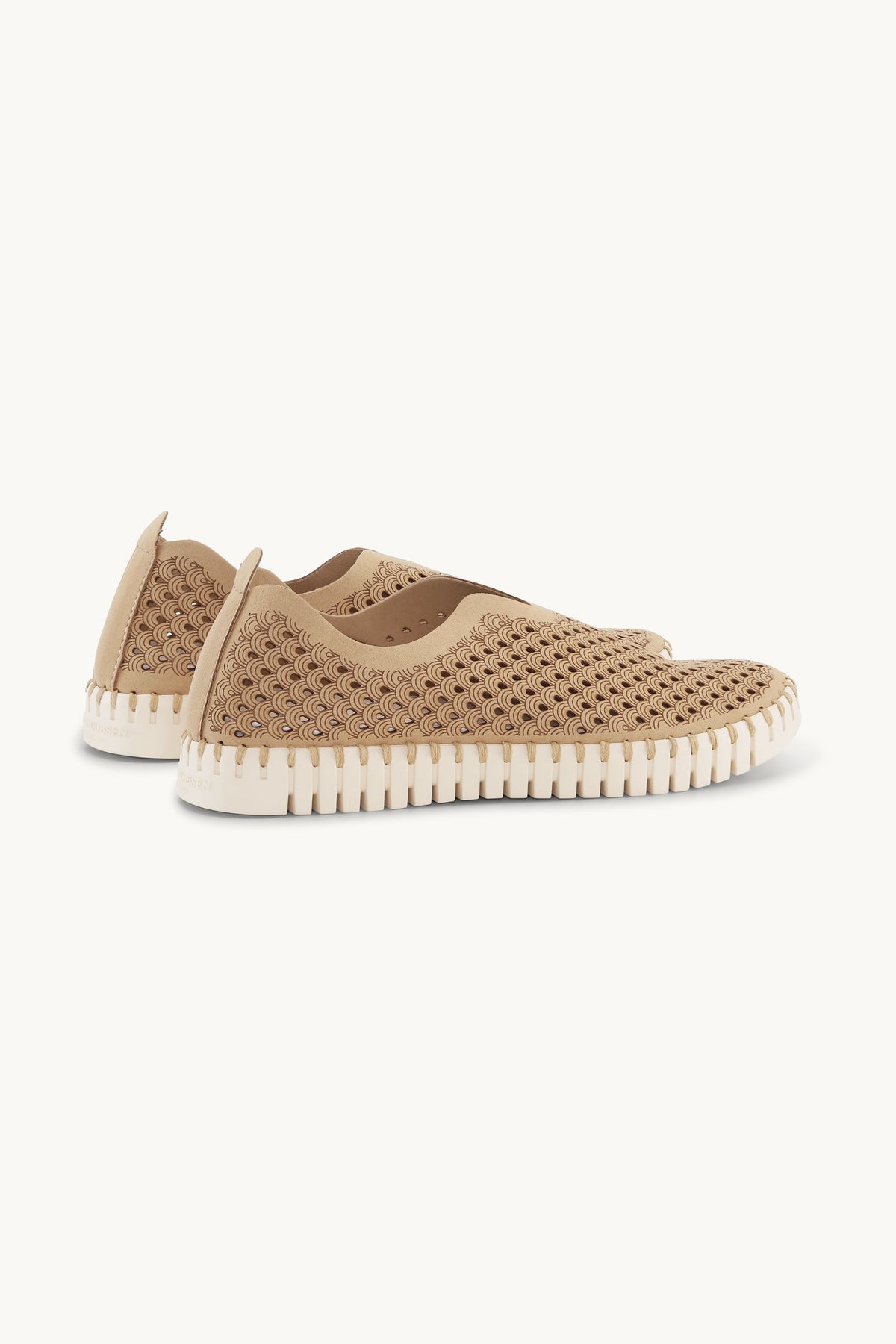 Laser-cut Slip-on Shoes on Flat Sole - Latte