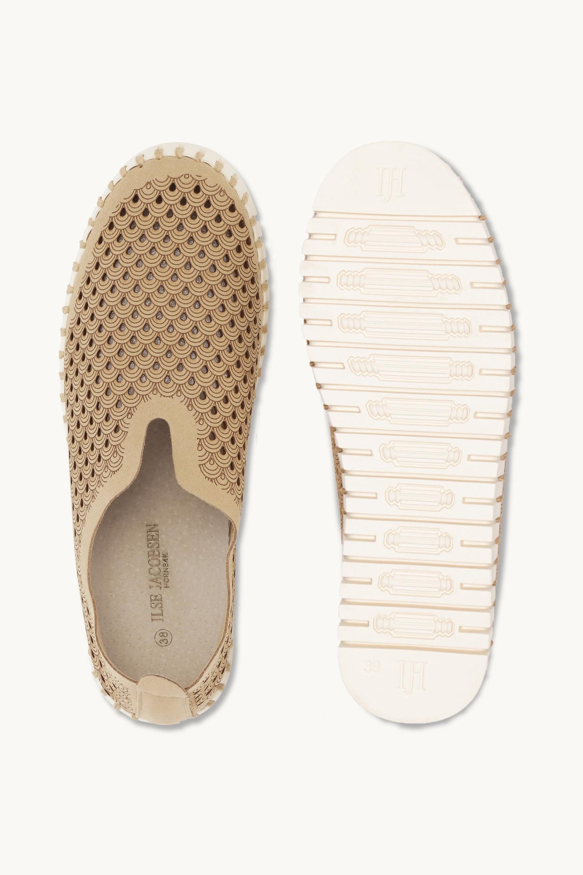 Laser-cut Slip-on Shoes on Flat Sole - Latte