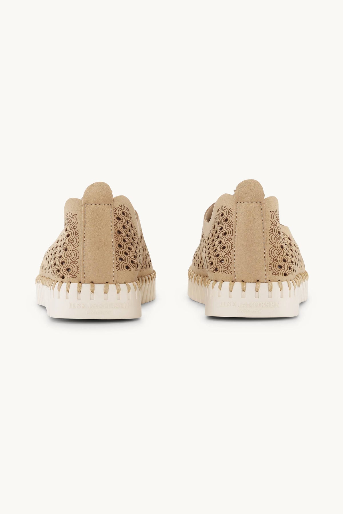 Laser-cut Slip-on Shoes on Flat Sole - Latte