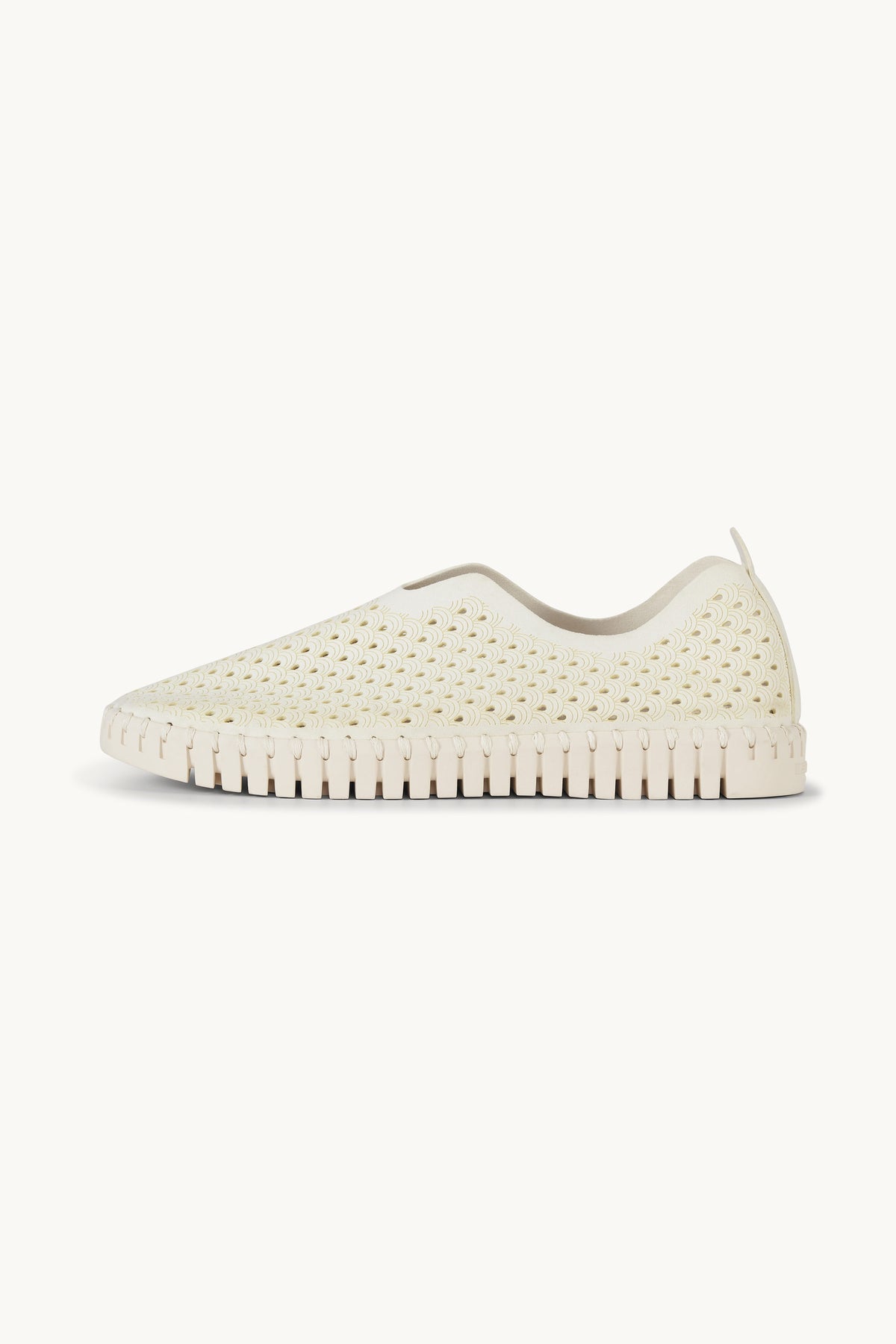 Laser-cut Slip-on Shoes on Flat Sole - Milk Creme