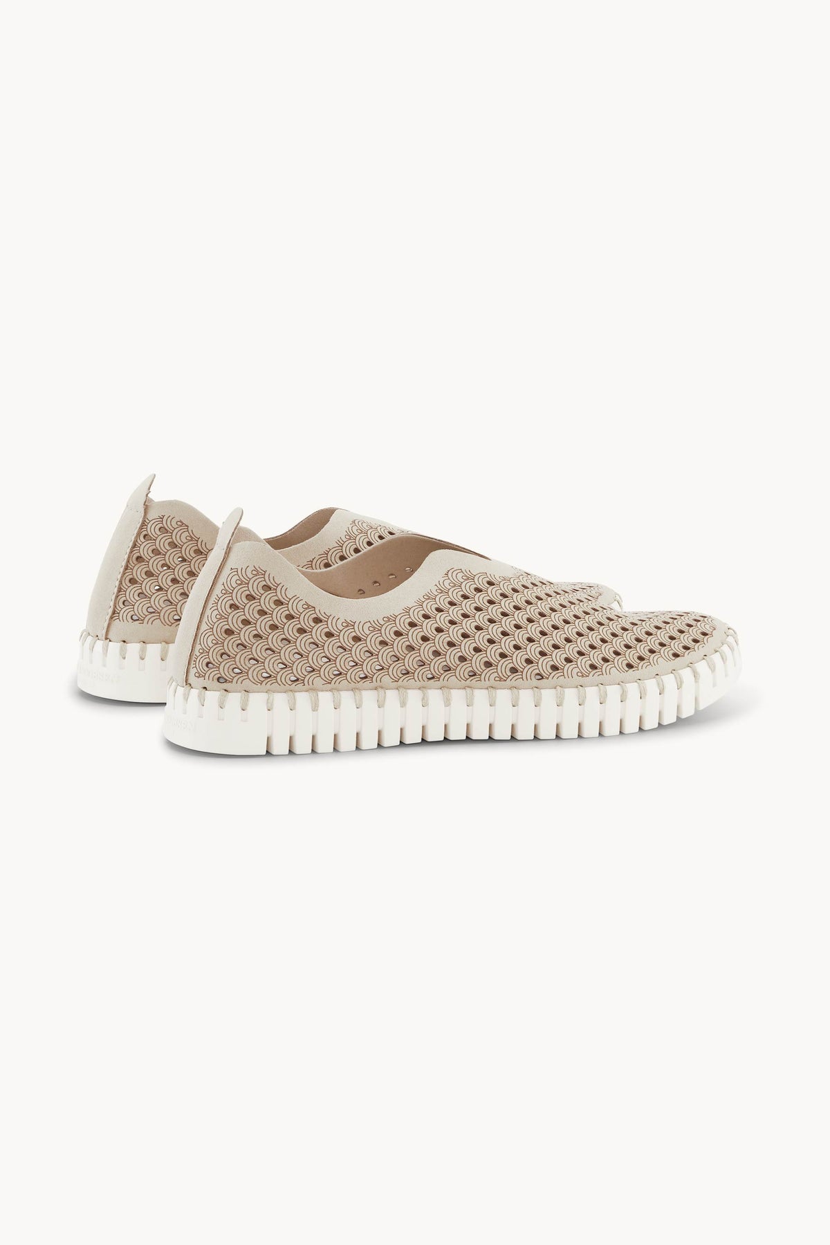 Laser-cut Slip-on Shoes on Flat Sole - Milk Creme