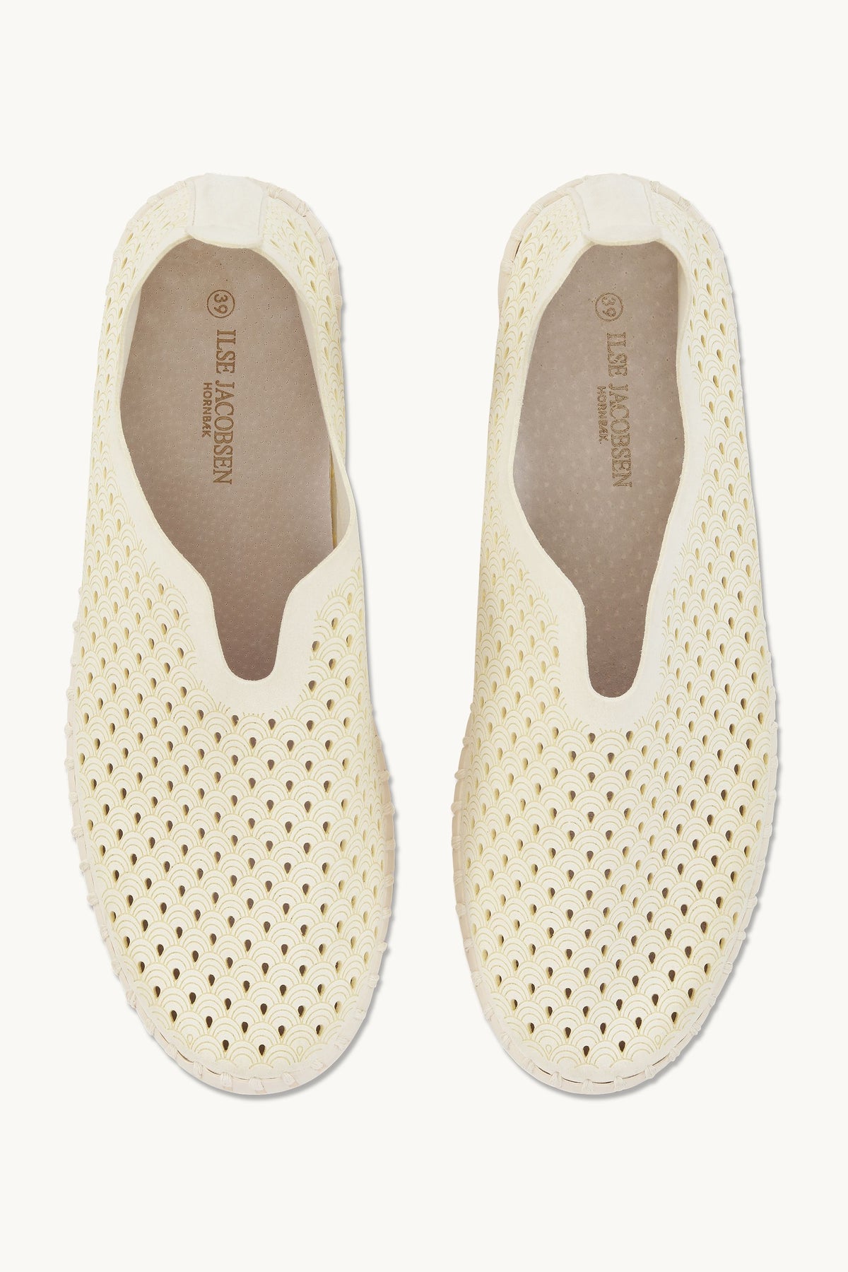 Laser-cut Slip-on Shoes on Flat Sole - Milk Creme
