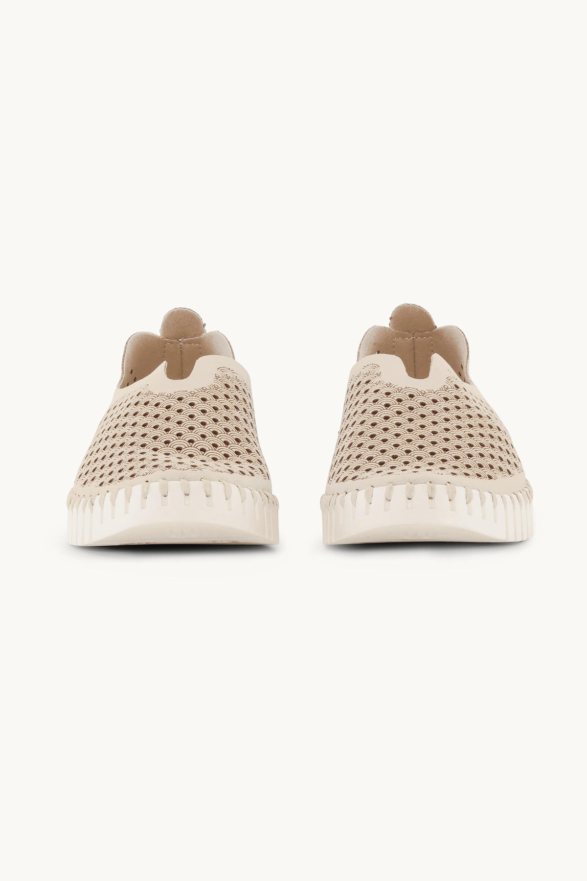 Laser-cut Slip-on Shoes on Flat Sole - Milk Creme
