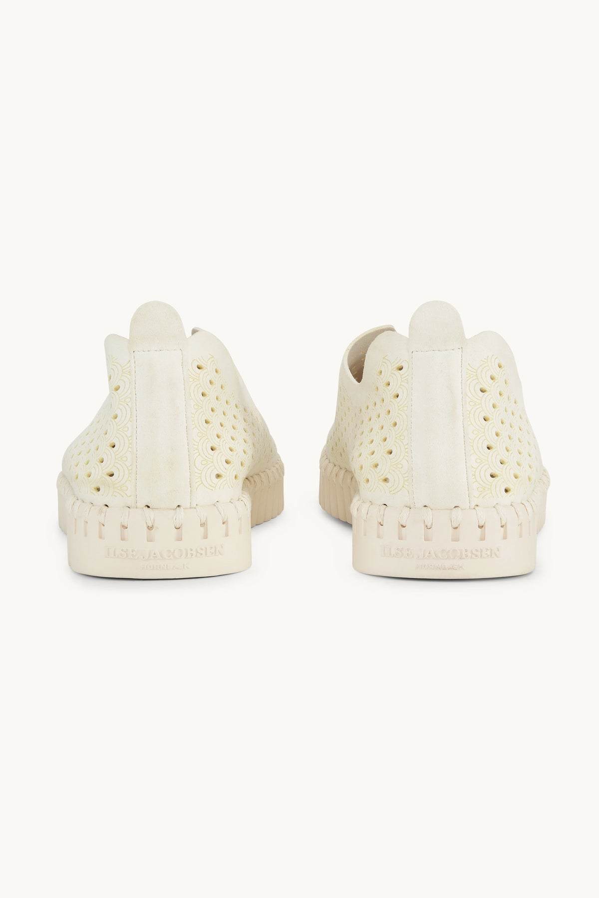 Laser-cut Slip-on Shoes on Flat Sole - Milk Creme