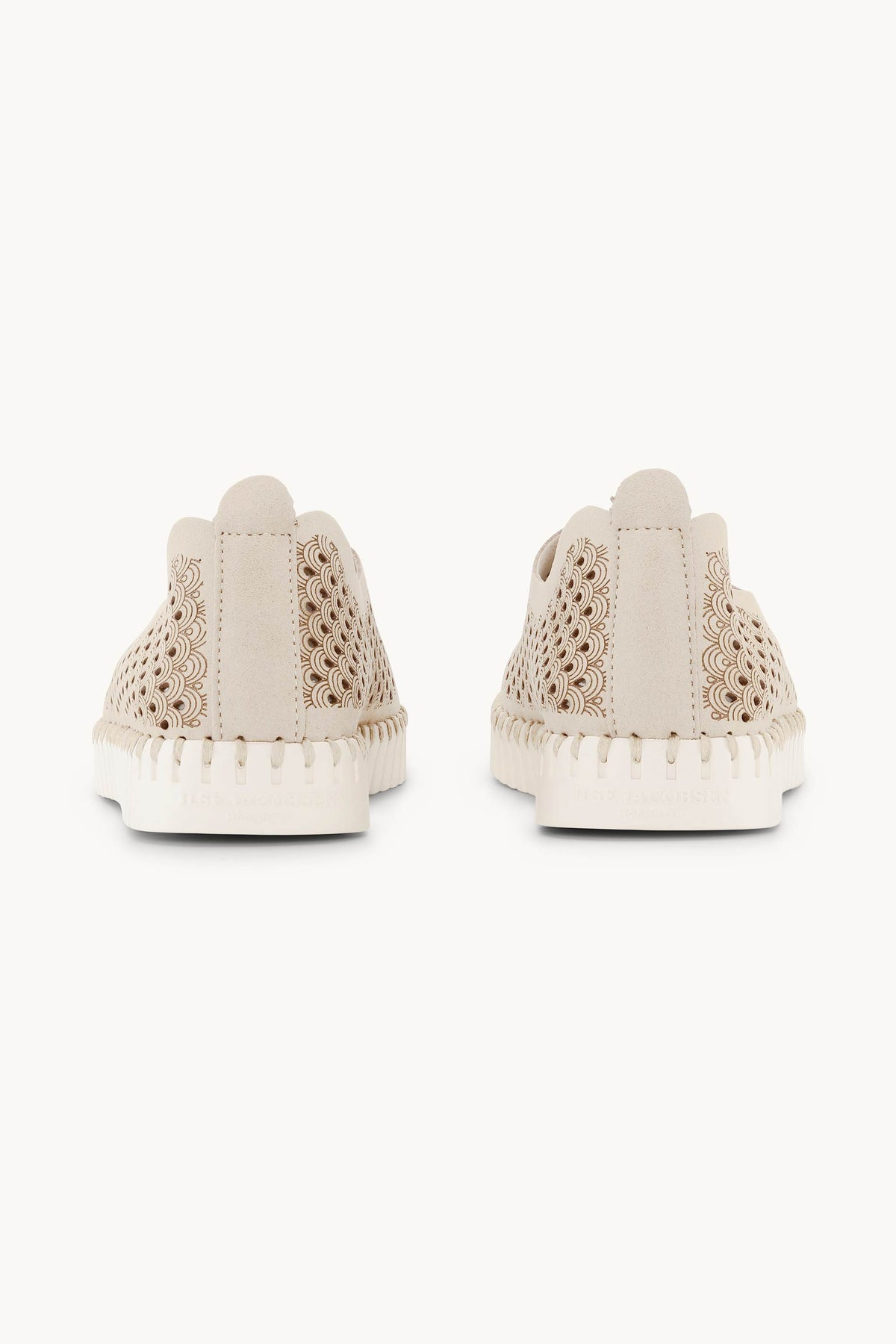 Laser-cut Slip-on Shoes on Flat Sole - Milk Creme