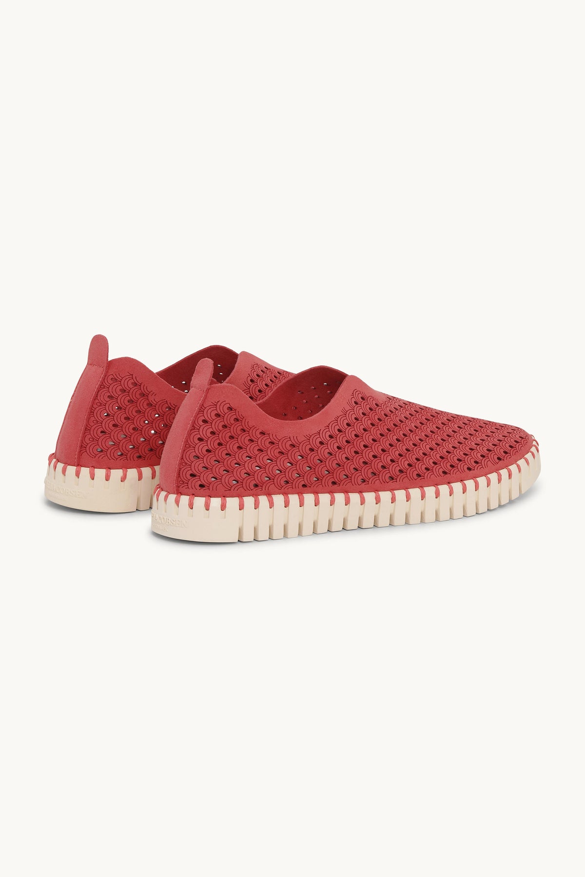 Laser-cut Slip-on Shoes on Flat Sole - Baked Apple Pearled Ivory
