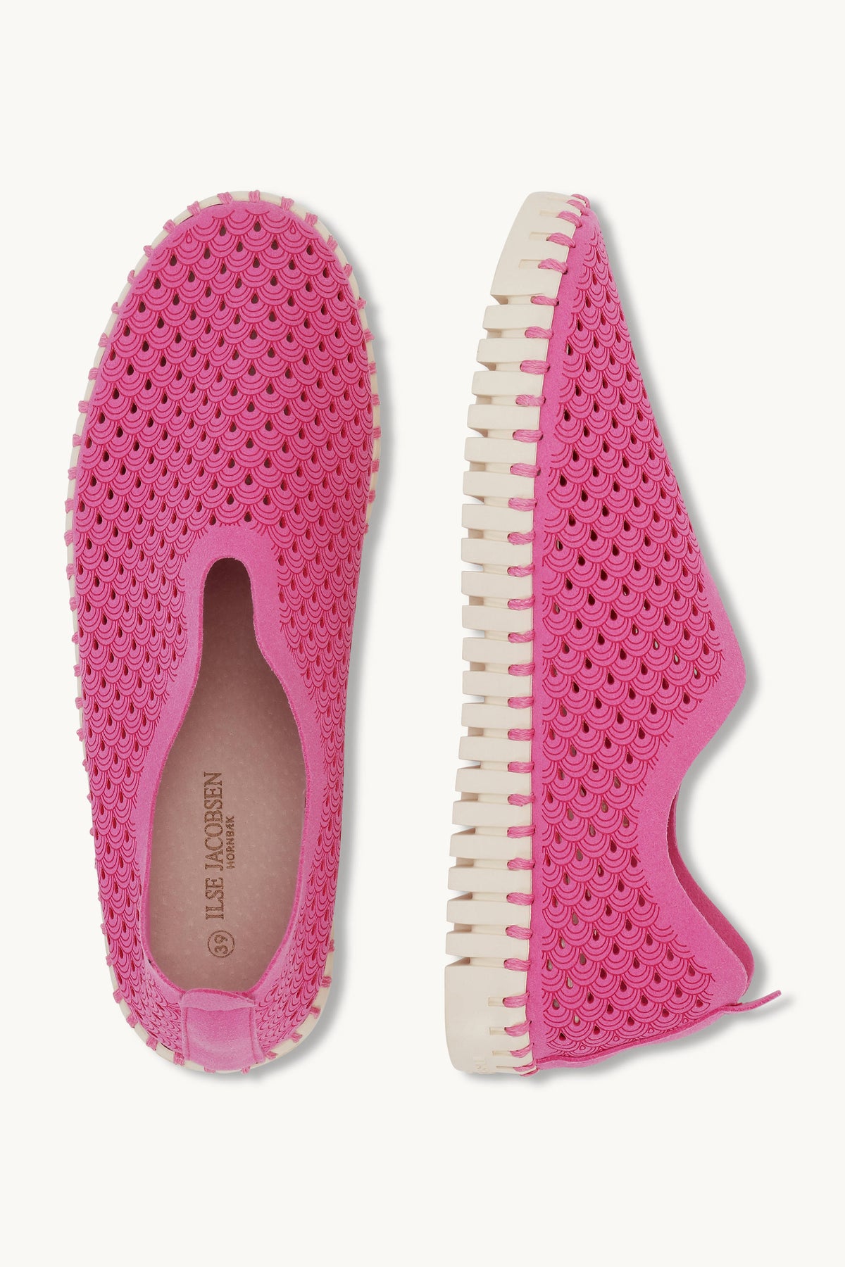 Laser-cut Slip-on Shoes on Flat Sole - Rose Violet