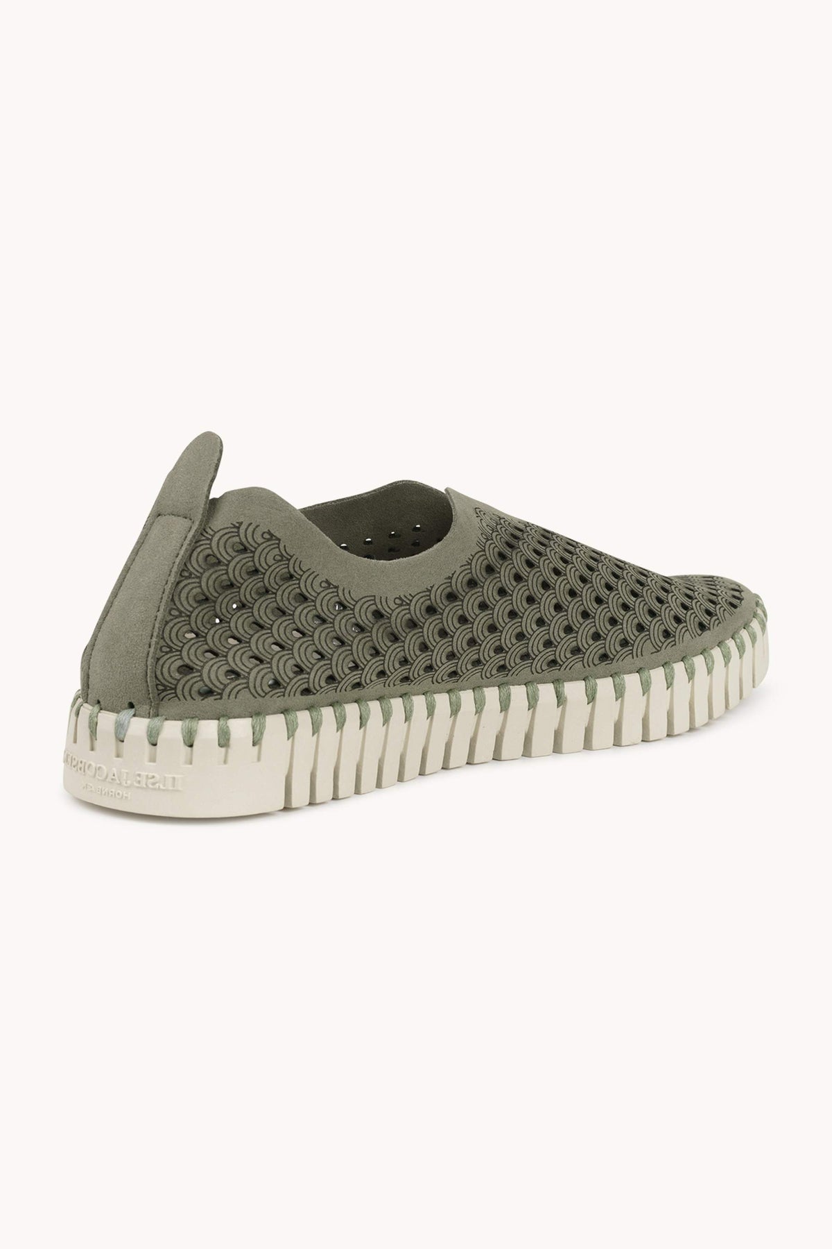 Laser-cut Slip-on Shoes on Flat Sole - Army