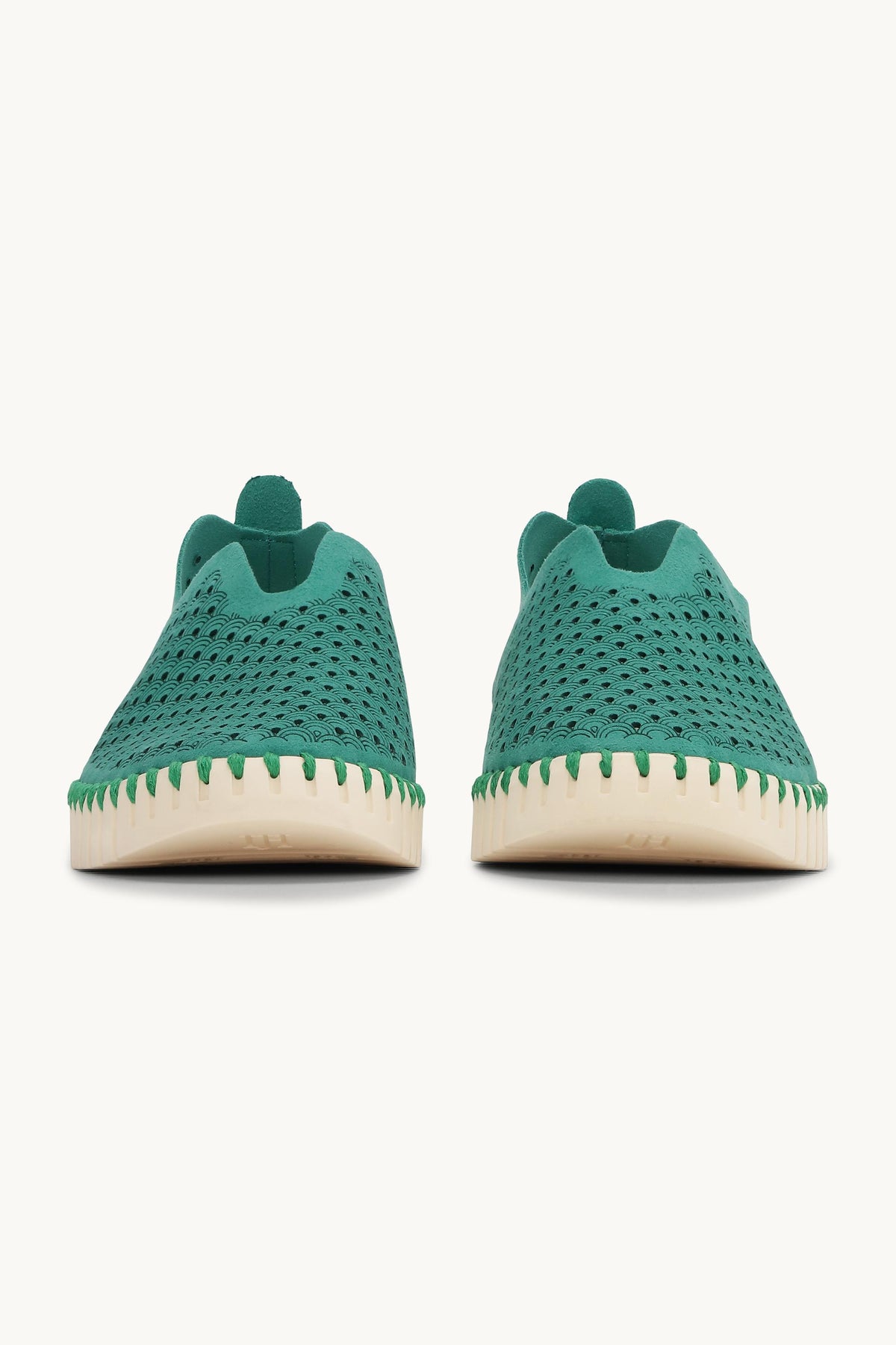 Laser-cut Slip-on Shoes on Flat Sole - Spruce Pearled Ivory
