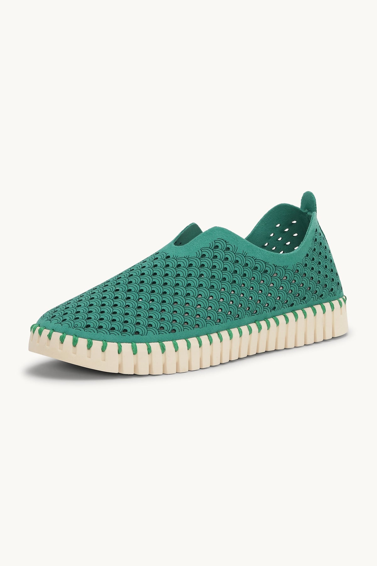 Laser-cut Slip-on Shoes on Flat Sole - Spruce Pearled Ivory
