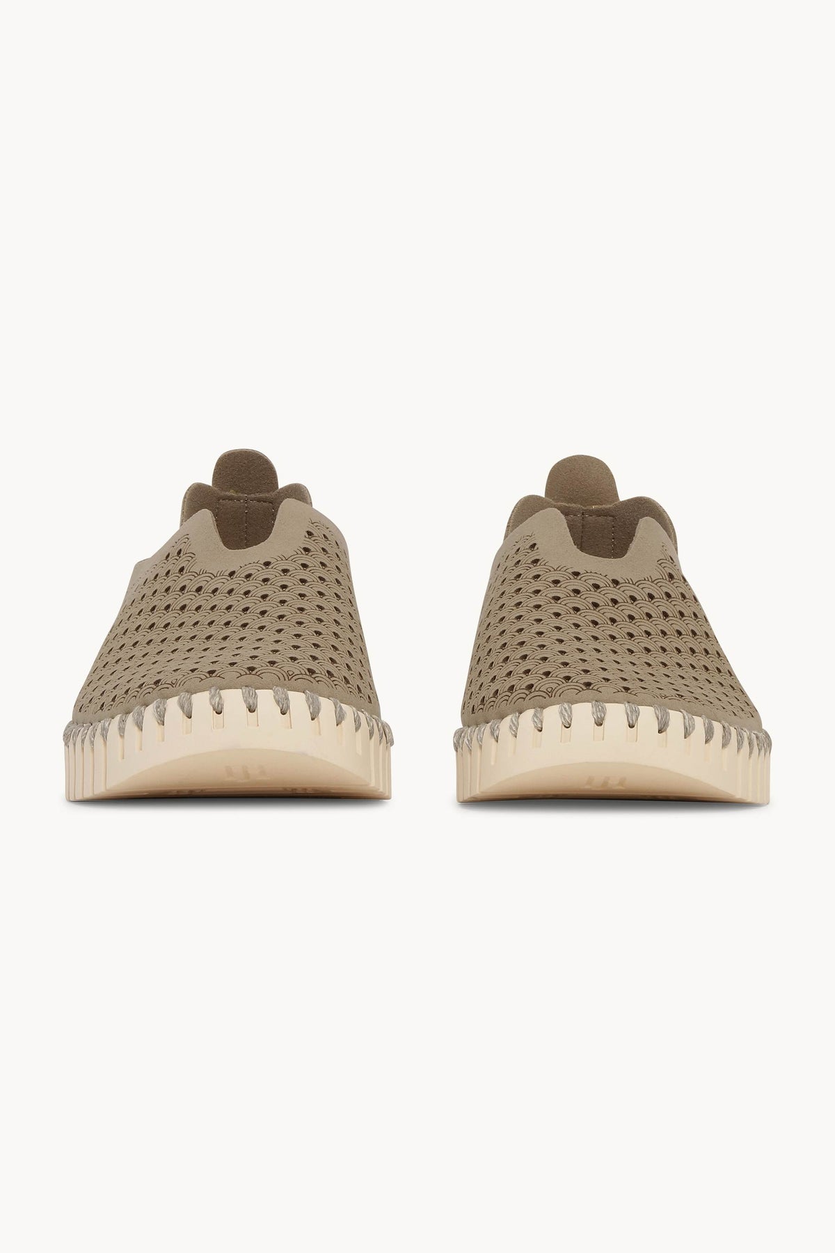 Laser-cut Slip-on Shoes on Flat Sole - Coriander Pearled Ivory