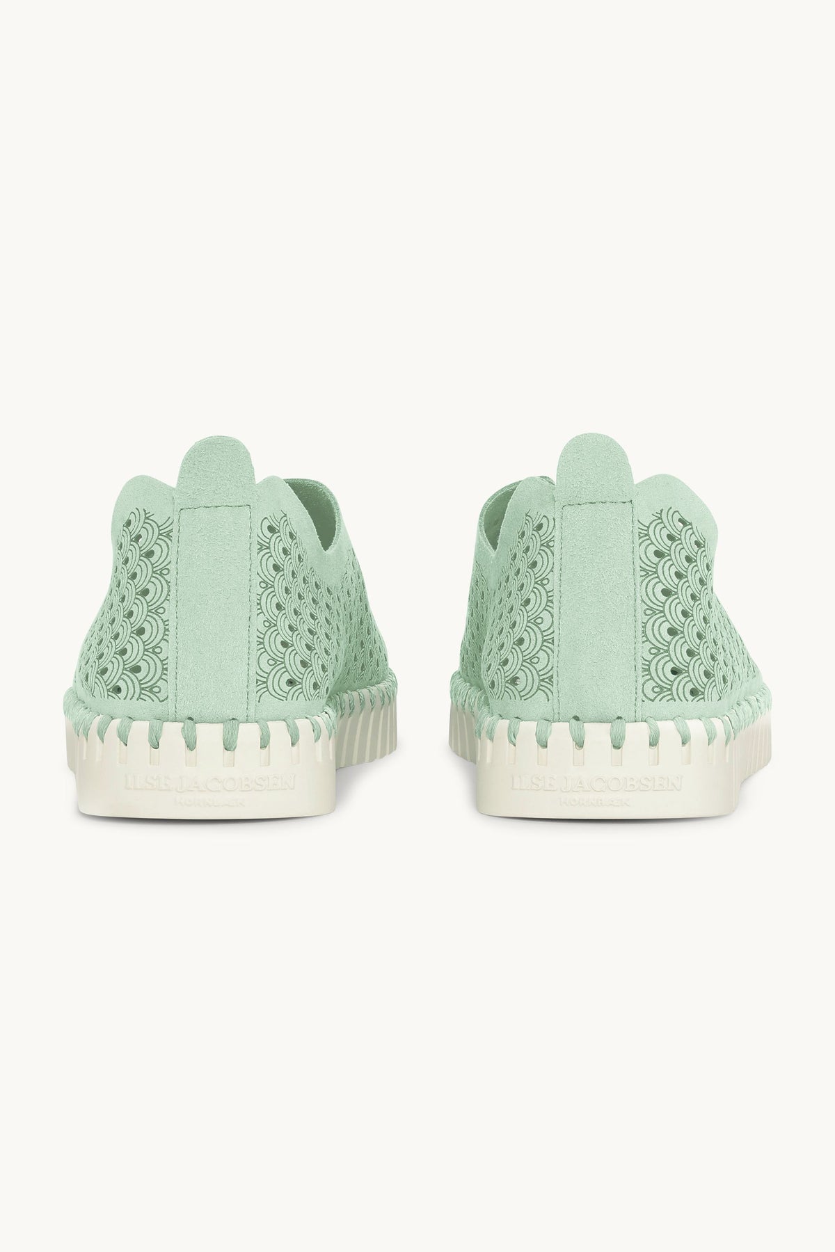Laser-cut Slip-on Shoes on Flat Sole - Laurel Green