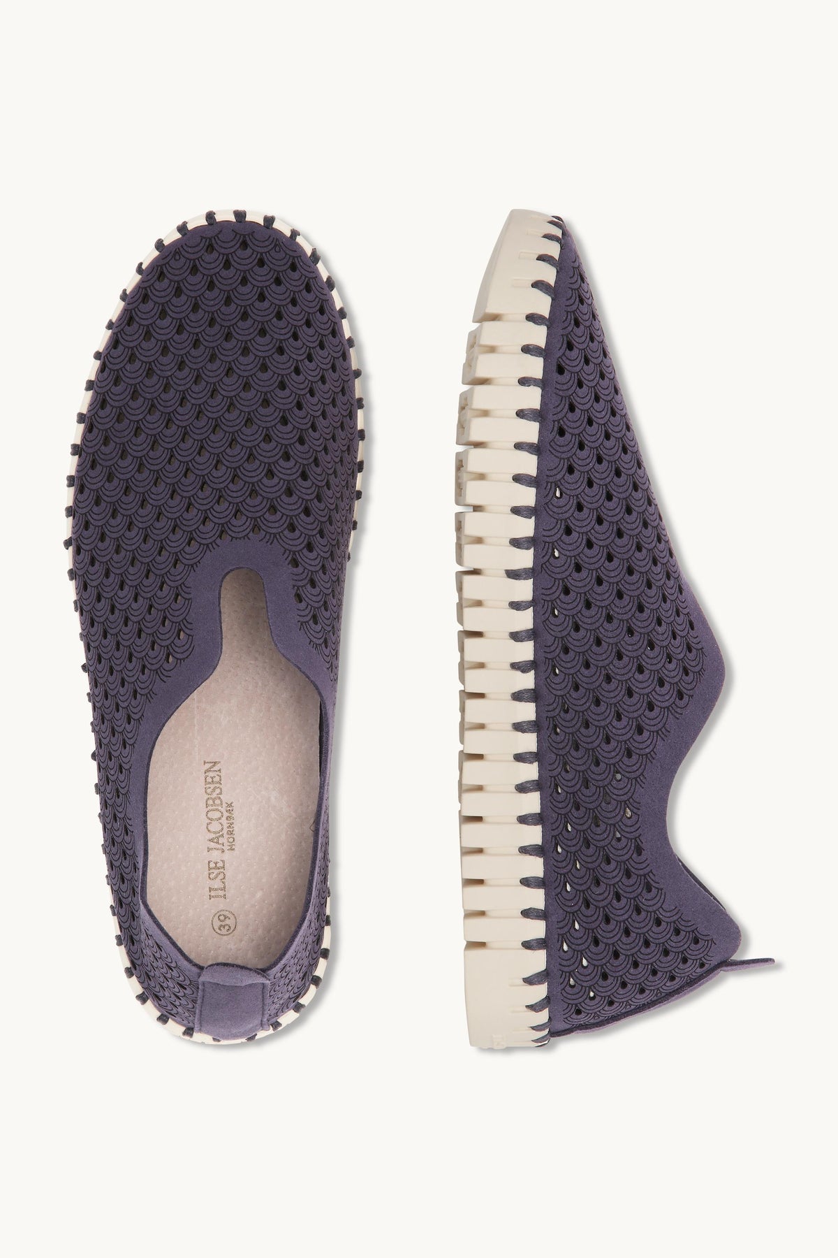 Laser-cut Slip-on Shoes on Flat Sole - Navy