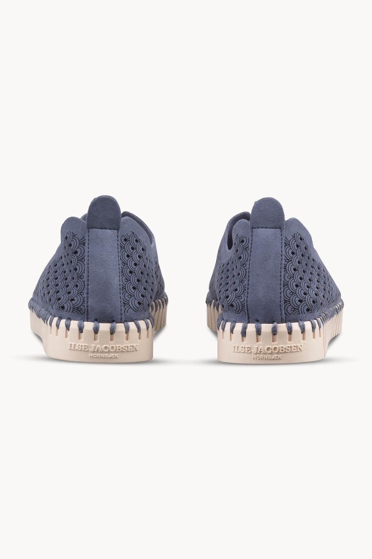Laser-cut Slip-on Shoes on Flat Sole - Ombre Blue Pearled Ivory
