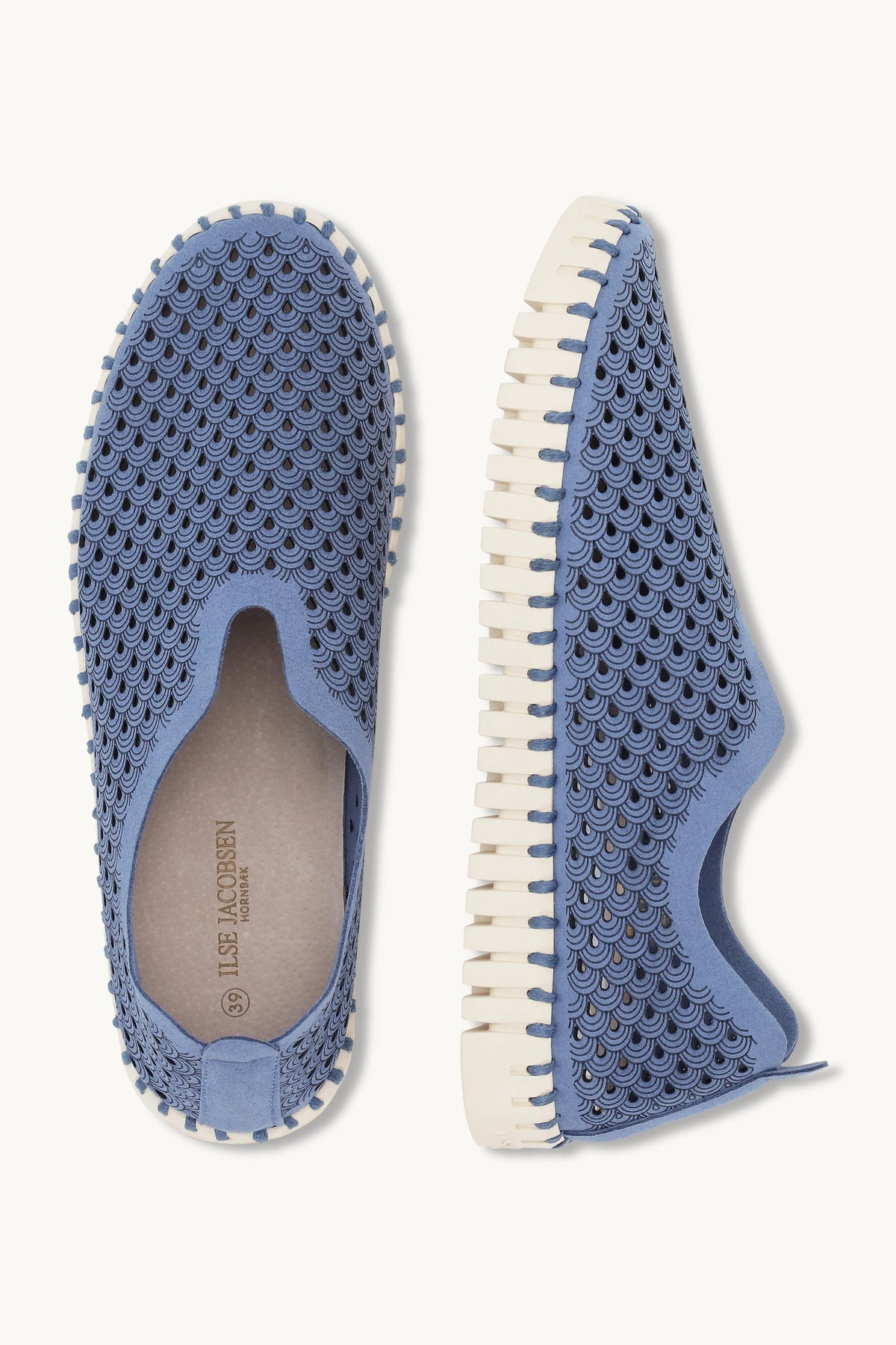 Laser-cut Slip-on Shoes on Flat Sole - Light Regatta