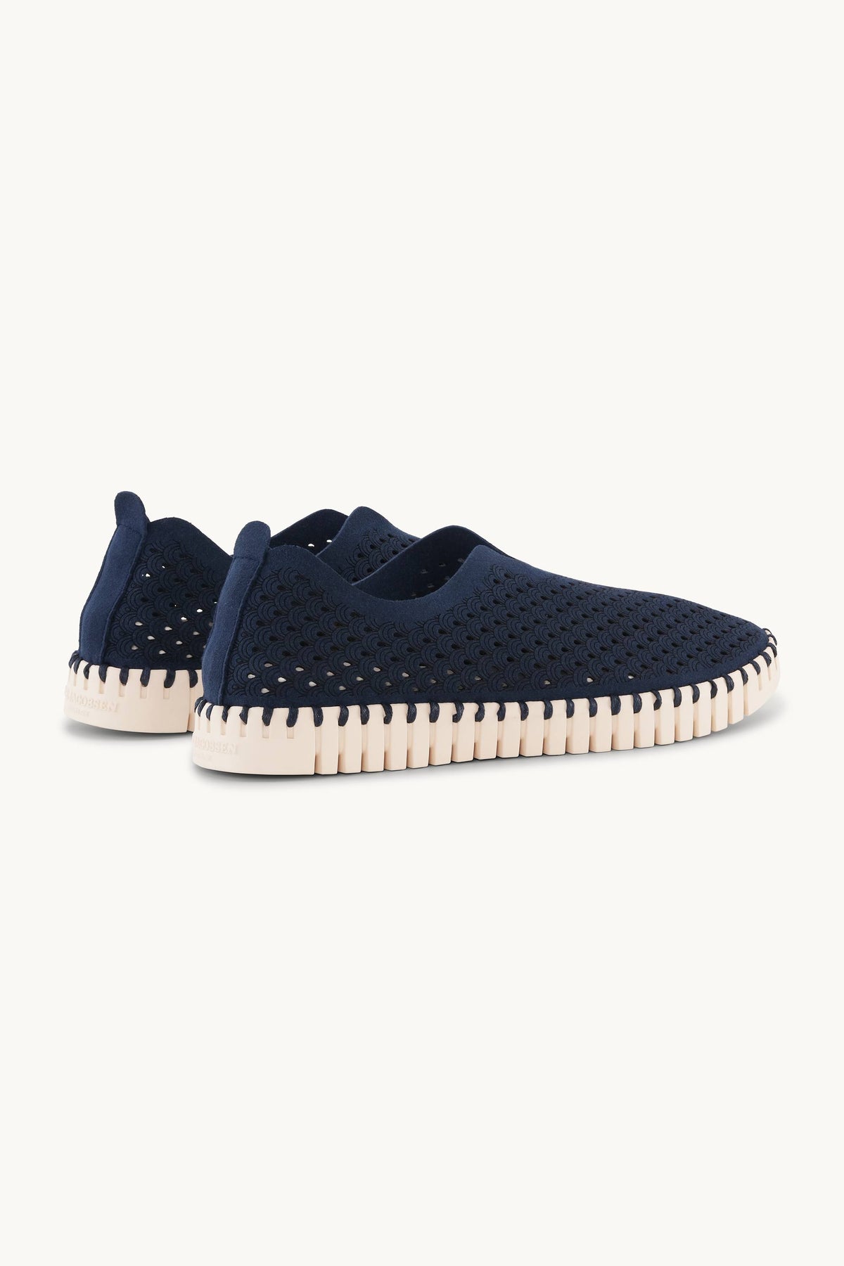 Laser-cut Slip-on Shoes on Flat Sole - Dark Indigo