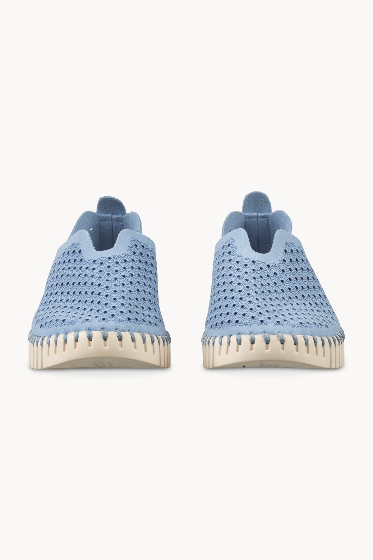 Laser-cut Slip-on Shoes on Flat Sole - Cornflower Pearled Ivory