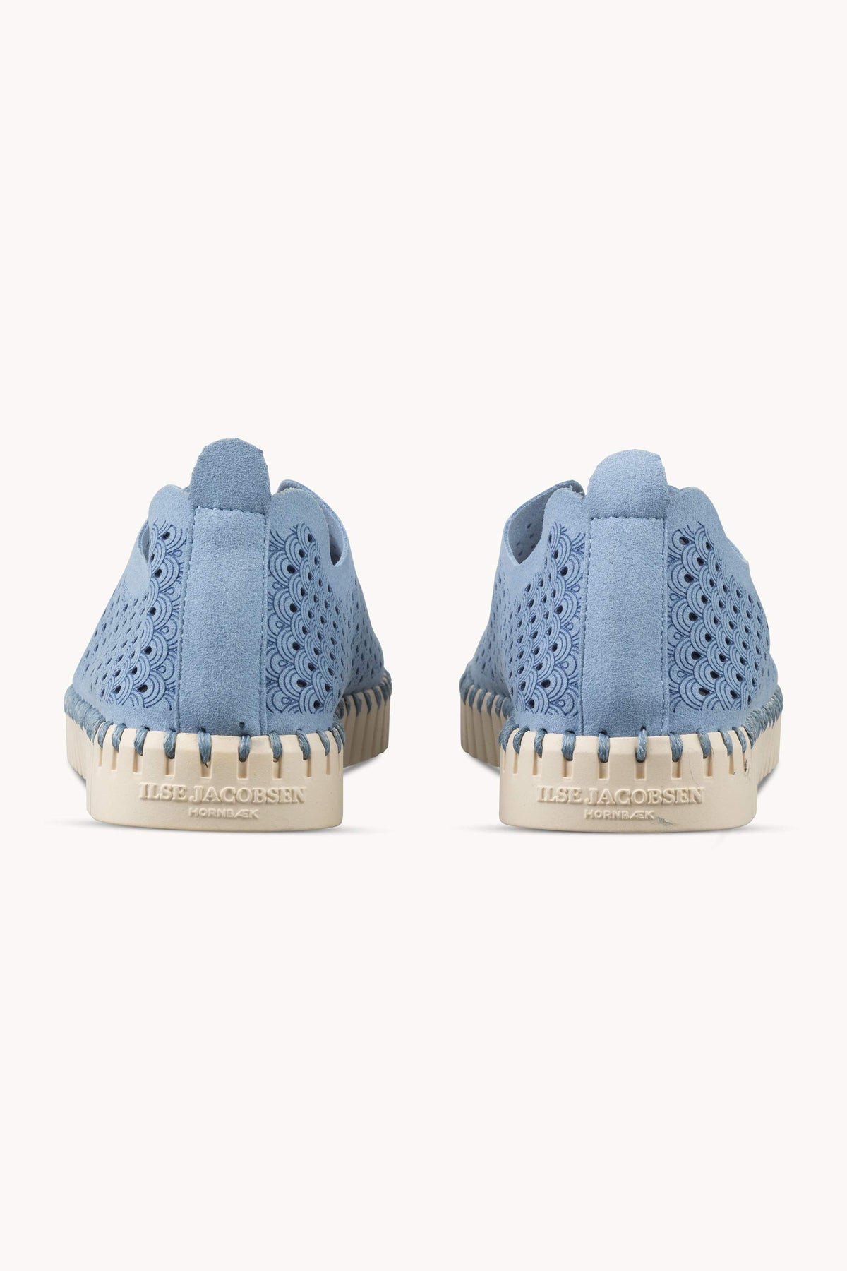 Laser-cut Slip-on Shoes on Flat Sole - Cornflower Pearled Ivory