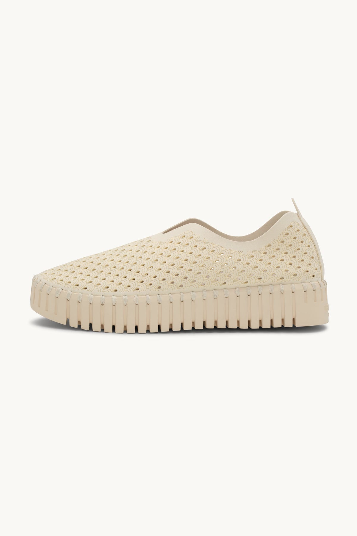 Laser-cut Slip-on Shoes on Platform Sole - Milk Creme