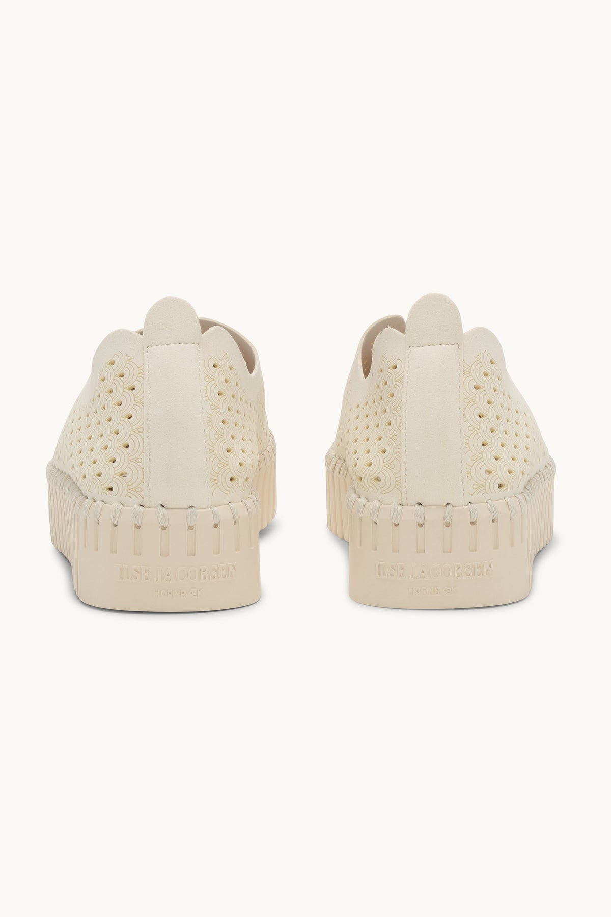 Laser-cut Slip-on Shoes on Platform Sole - Milk Creme