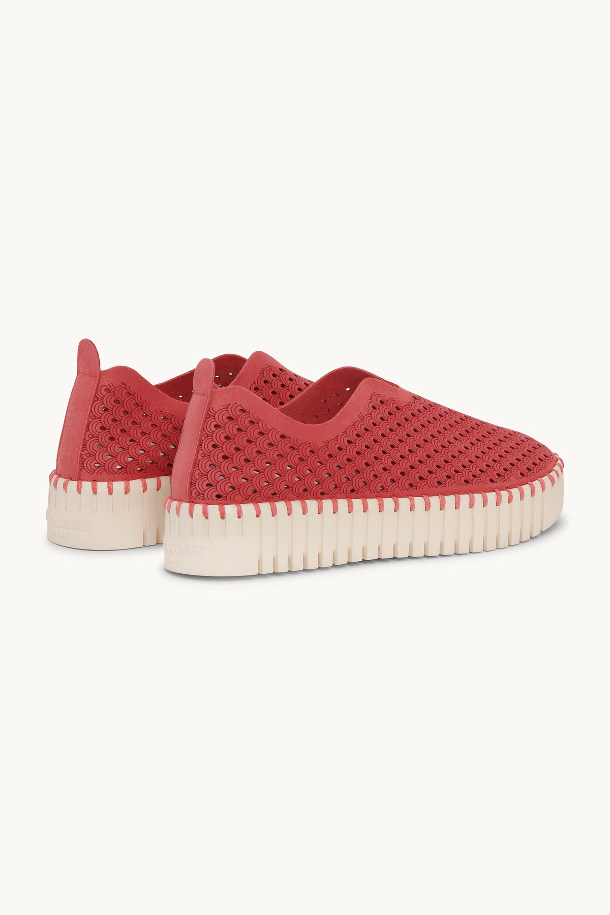 Laser-cut Slip-on Shoes on Platform Sole - Baked Apple Pearled Ivory