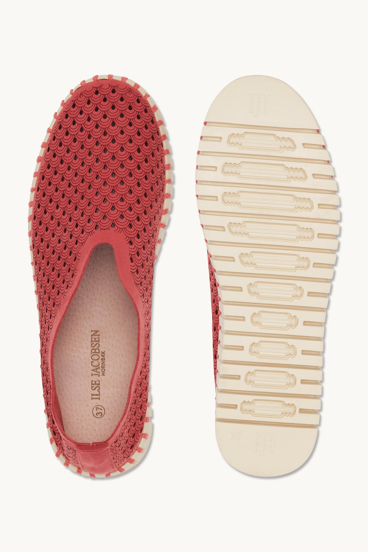 Laser-cut Slip-on Shoes on Platform Sole - Baked Apple Pearled Ivory