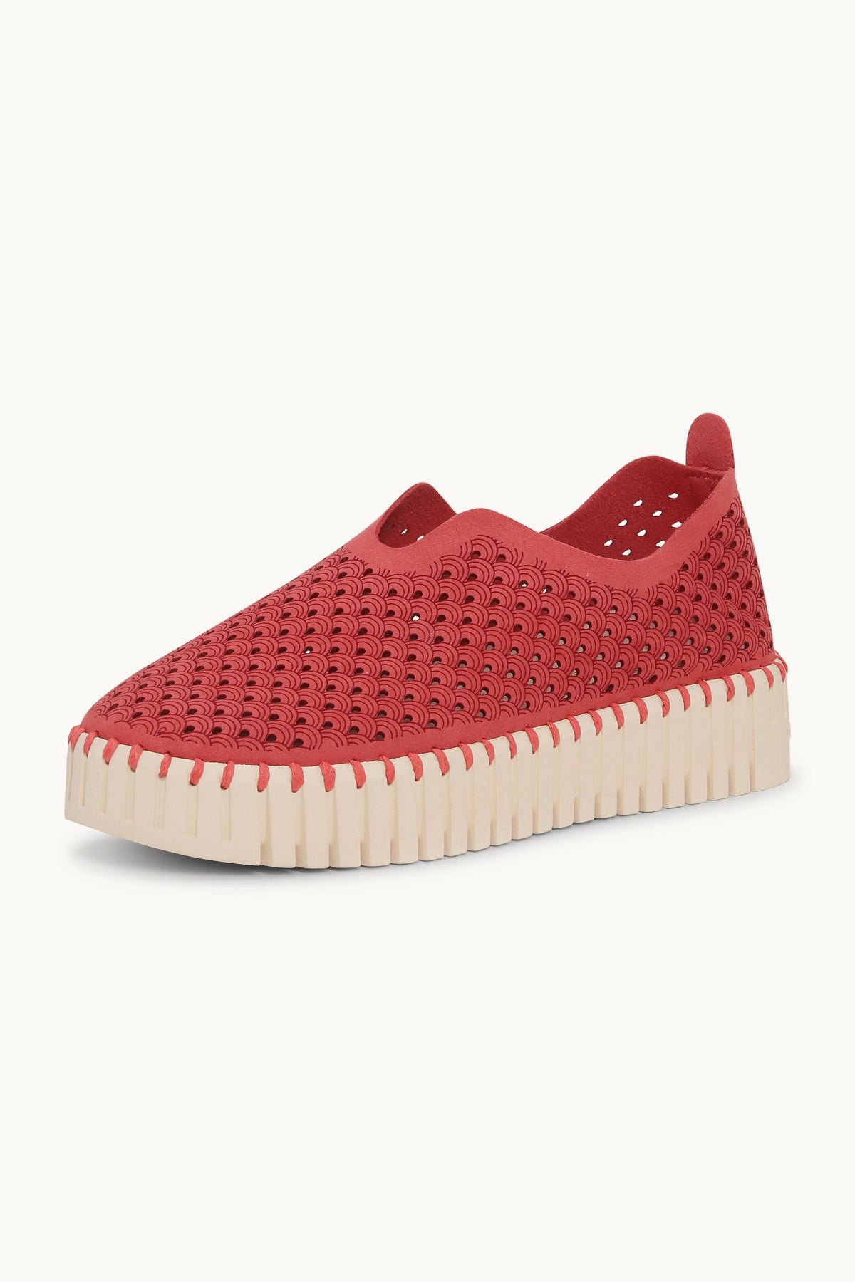 Laser-cut Slip-on Shoes on Platform Sole - Baked Apple Pearled Ivory