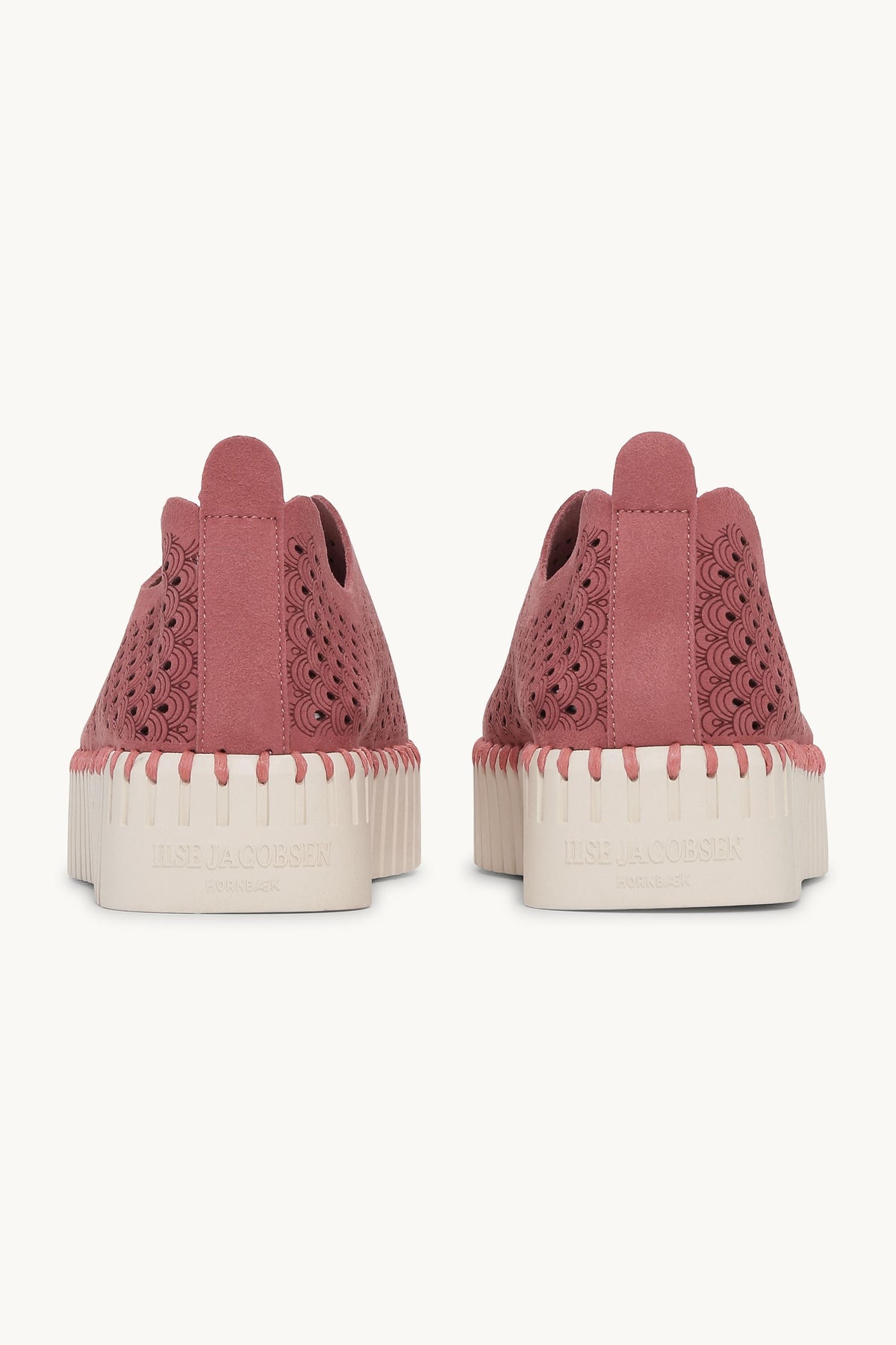 Laser-cut Slip-on Shoes on Platform Sole - Rouge Pearled Ivory