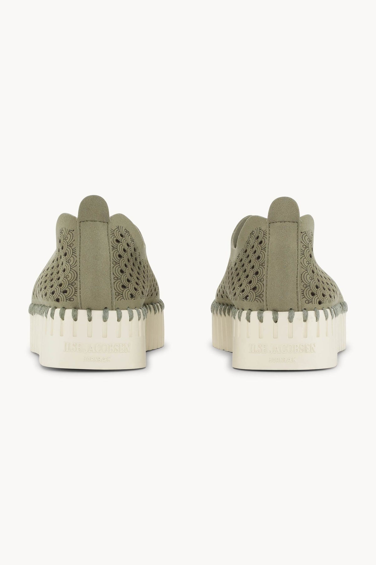 Laser-cut Slip-on Shoes on Platform Sole - Army