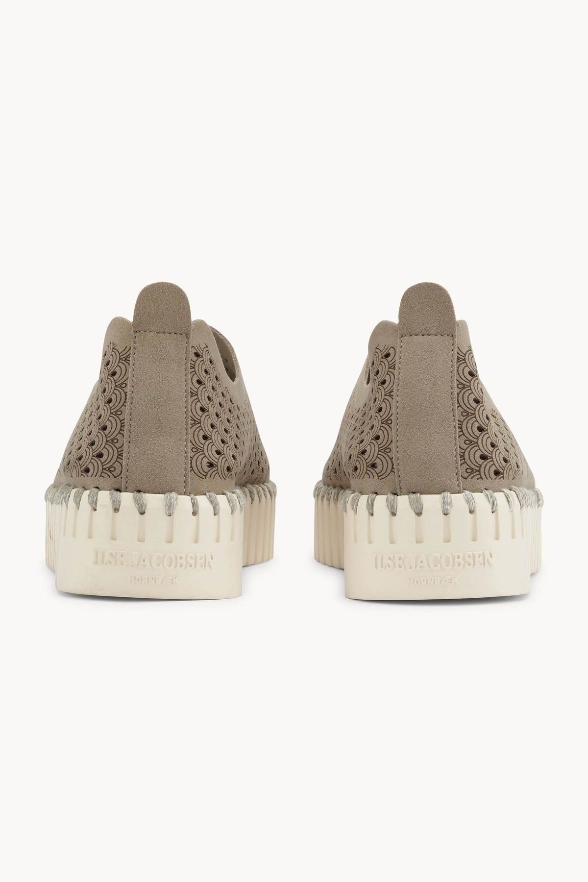 Laser-cut Slip-on Shoes on Platform Sole - Coriander Pearled Ivory