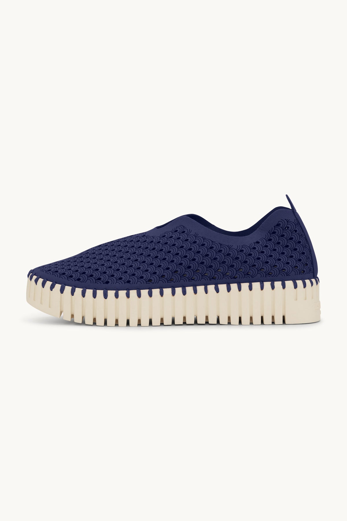 Laser-cut Slip-on Shoes on Platform Sole - Dark Indigo
