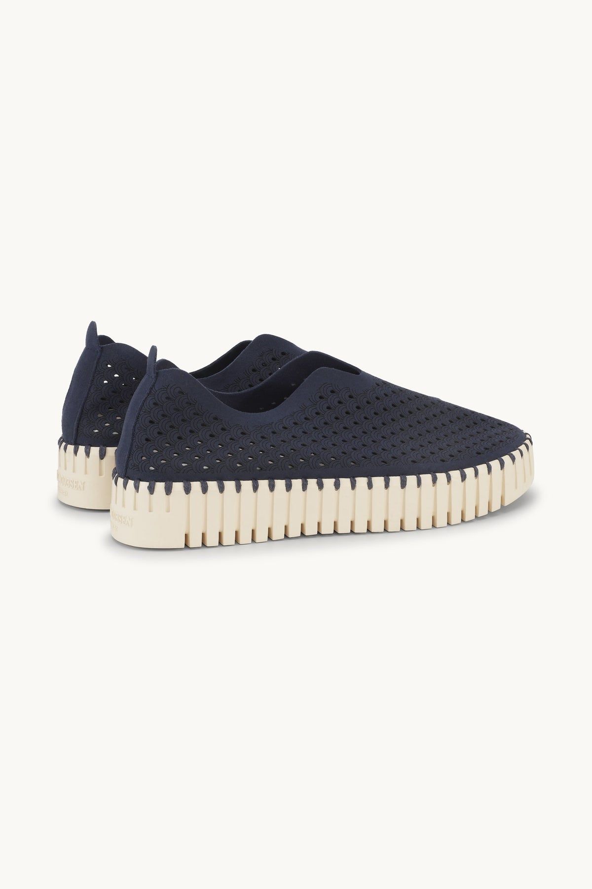 Laser-cut Slip-on Shoes on Platform Sole - Dark Indigo