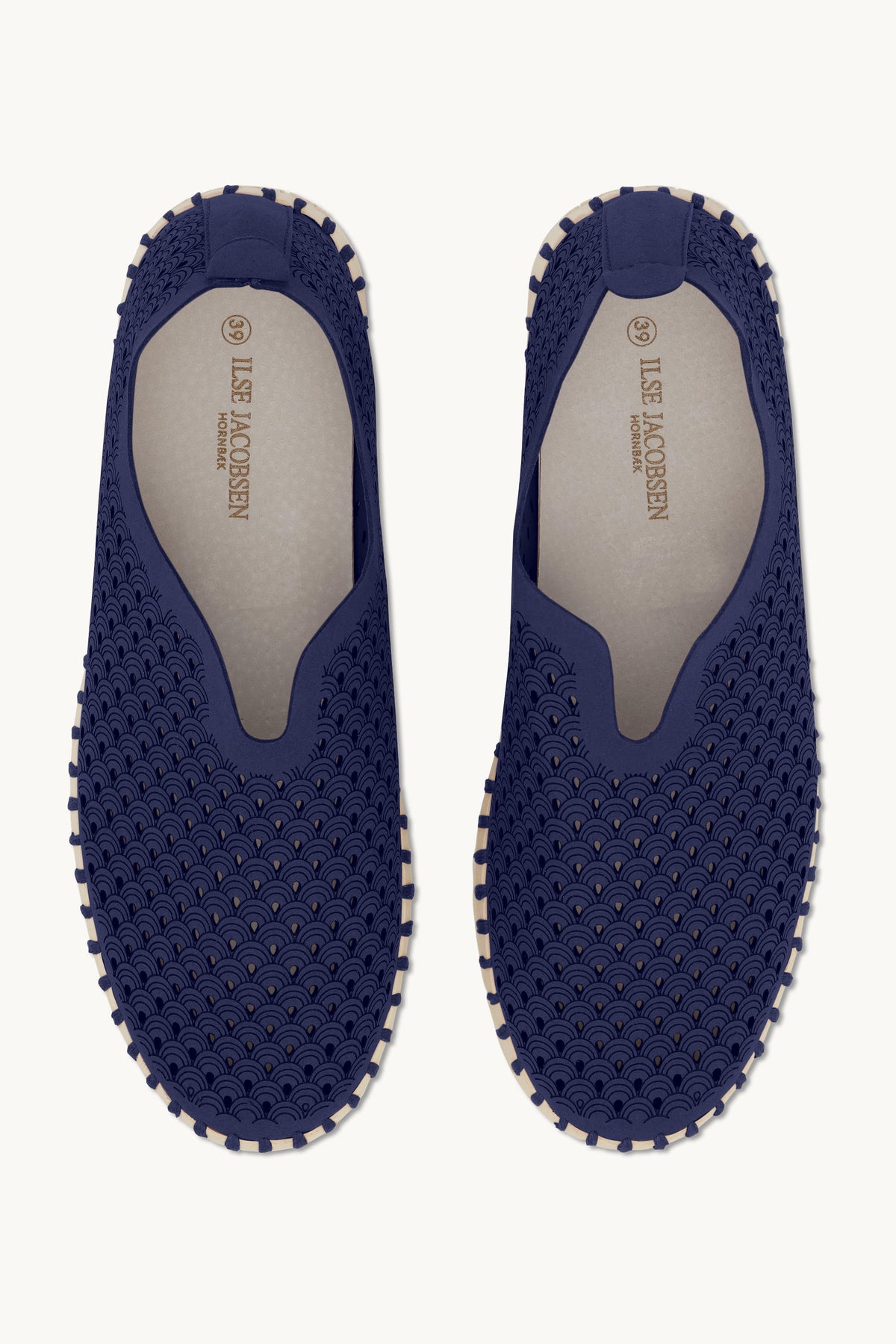 Laser-cut Slip-on Shoes on Platform Sole - Dark Indigo