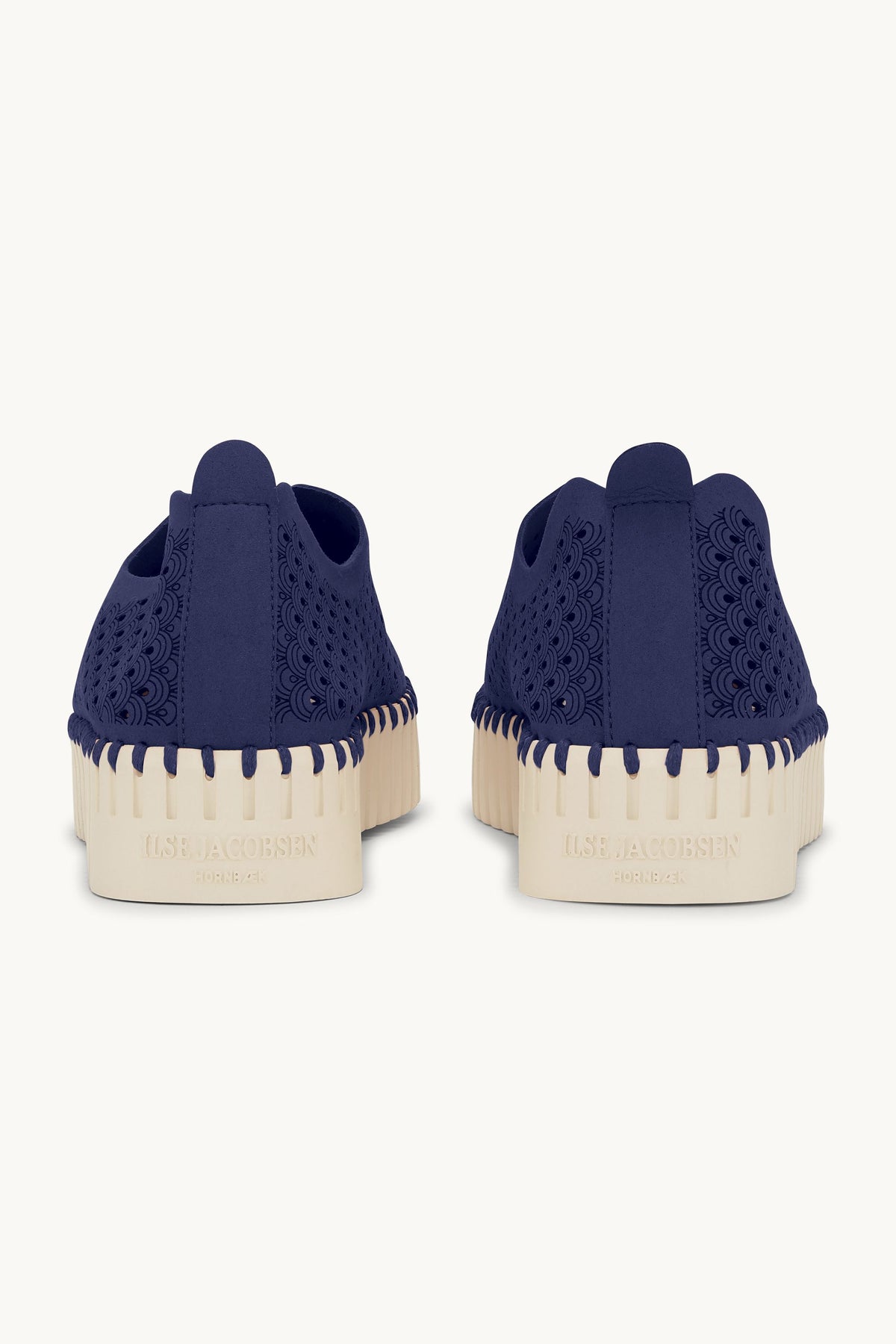 Laser-cut Slip-on Shoes on Platform Sole - Dark Indigo