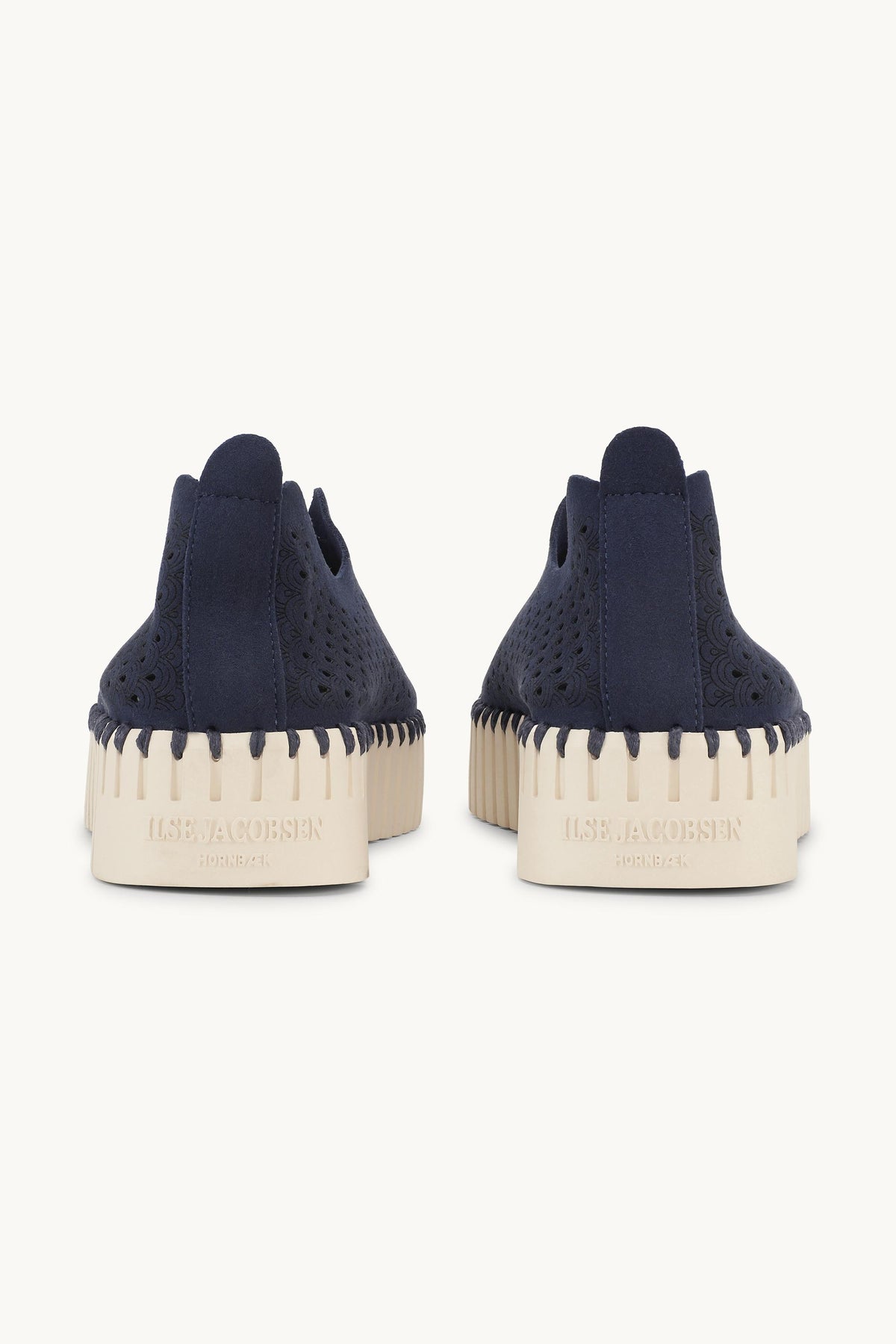 Laser-cut Slip-on Shoes on Platform Sole - Dark Indigo